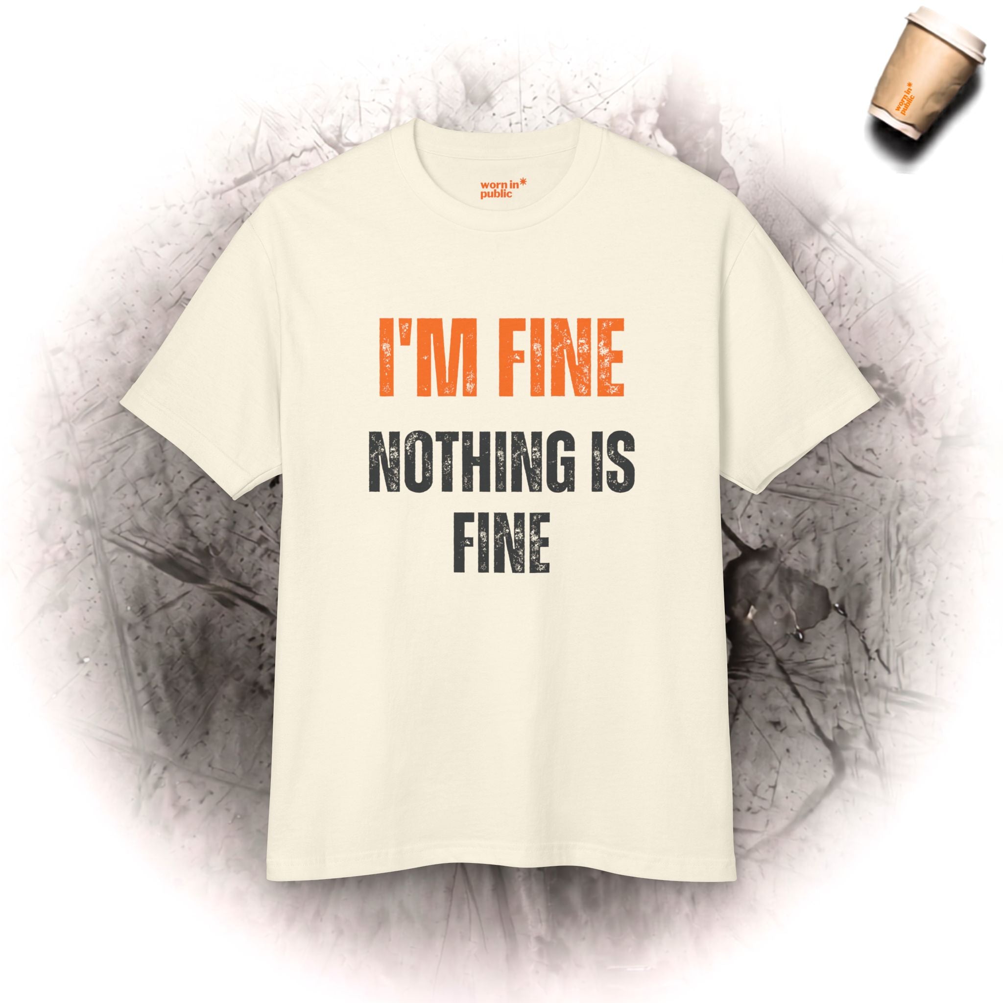 I'm Fine Nothing Is Fine V-Ausschnitt-T-Shirt | Sarkastisches T-Shirt mit Mental-Health-Humor