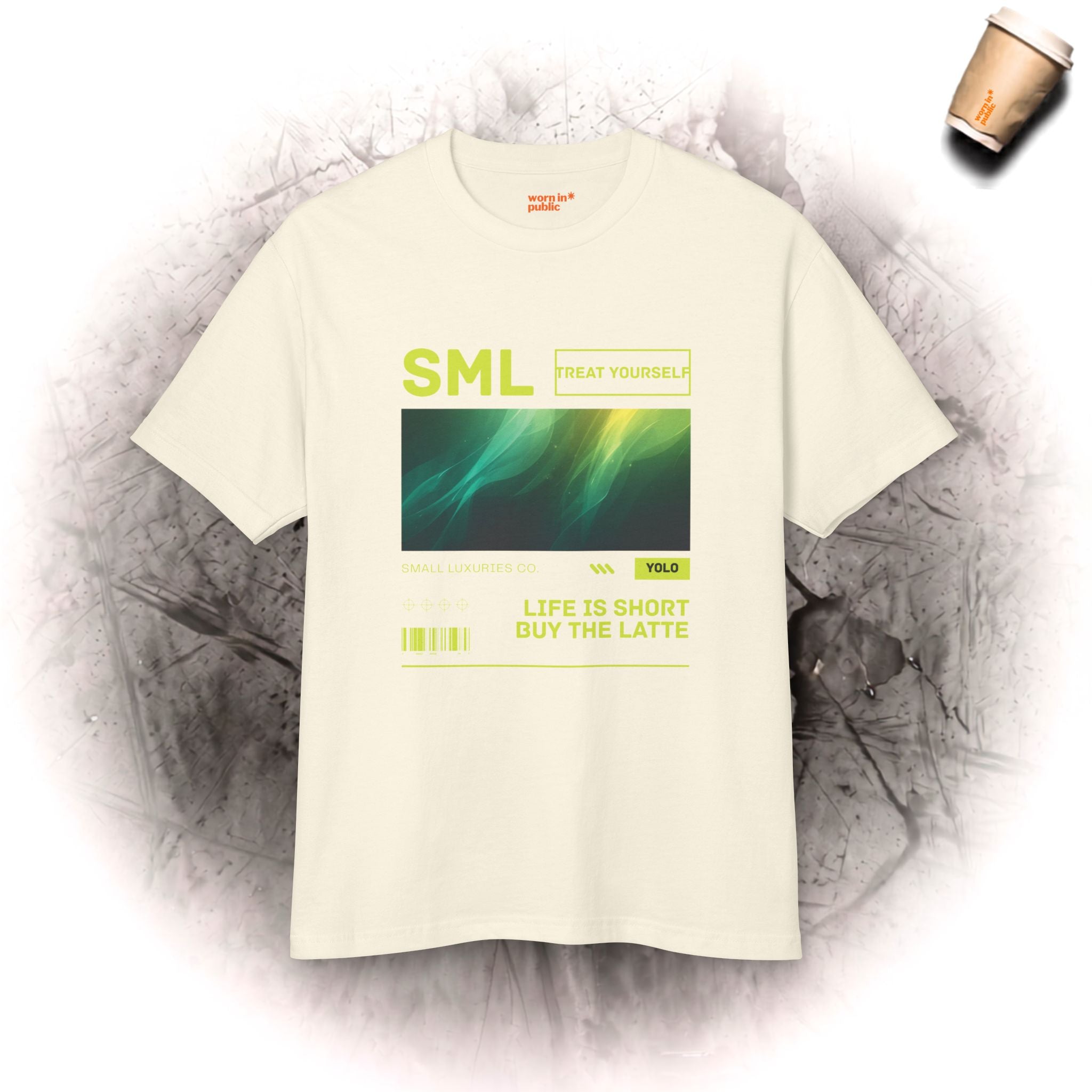 Luxuries of Life Neon Abstrakte Wellen-T-Shirt | Barcode-Grafik-T-Shirt