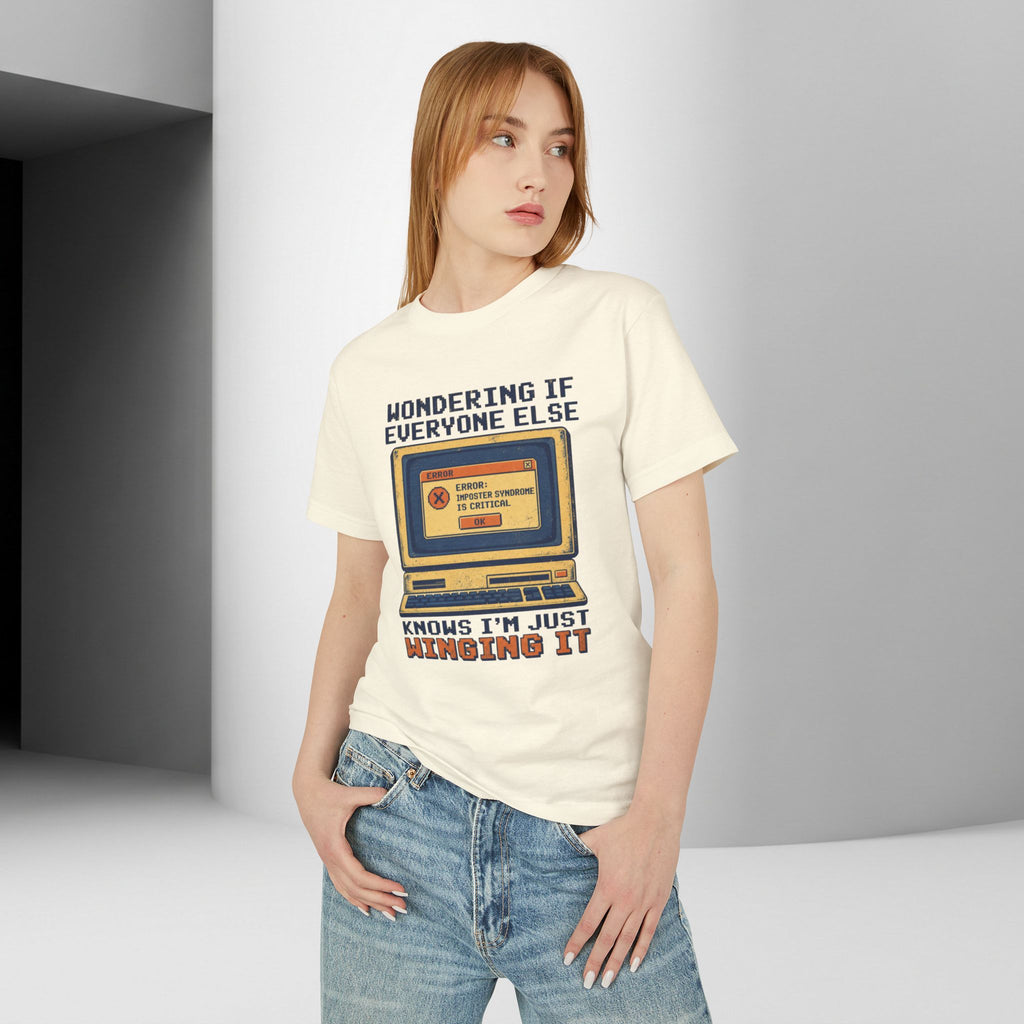 Winging It Retro Computer Unisex Tee — Funny Vintage Tech Graphic T-Shirt