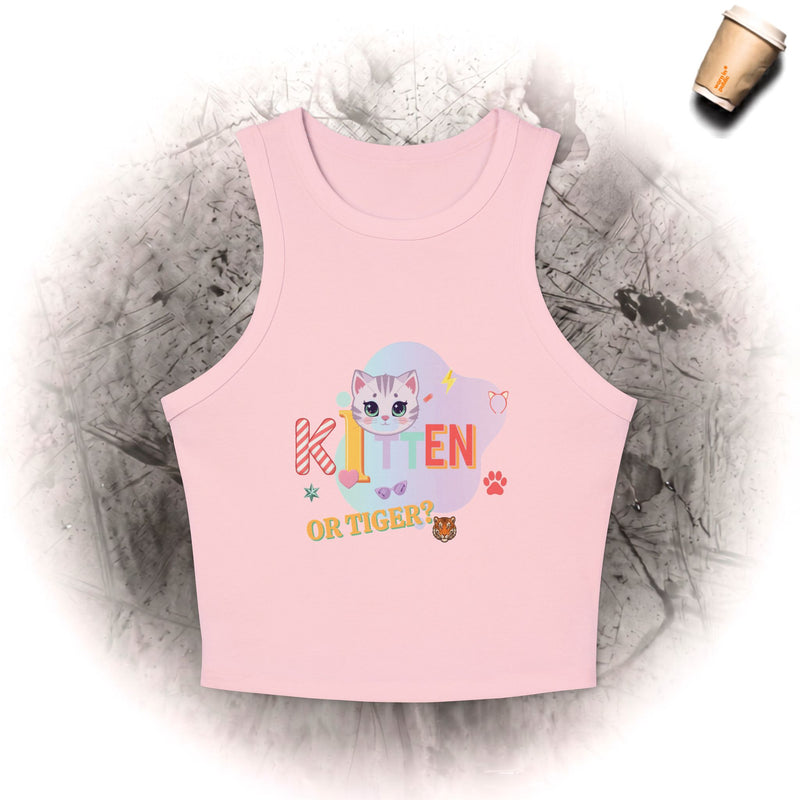 Kitten or Tiger Tank Top | Cute Pastel Cat Graphic with Retro Letters
