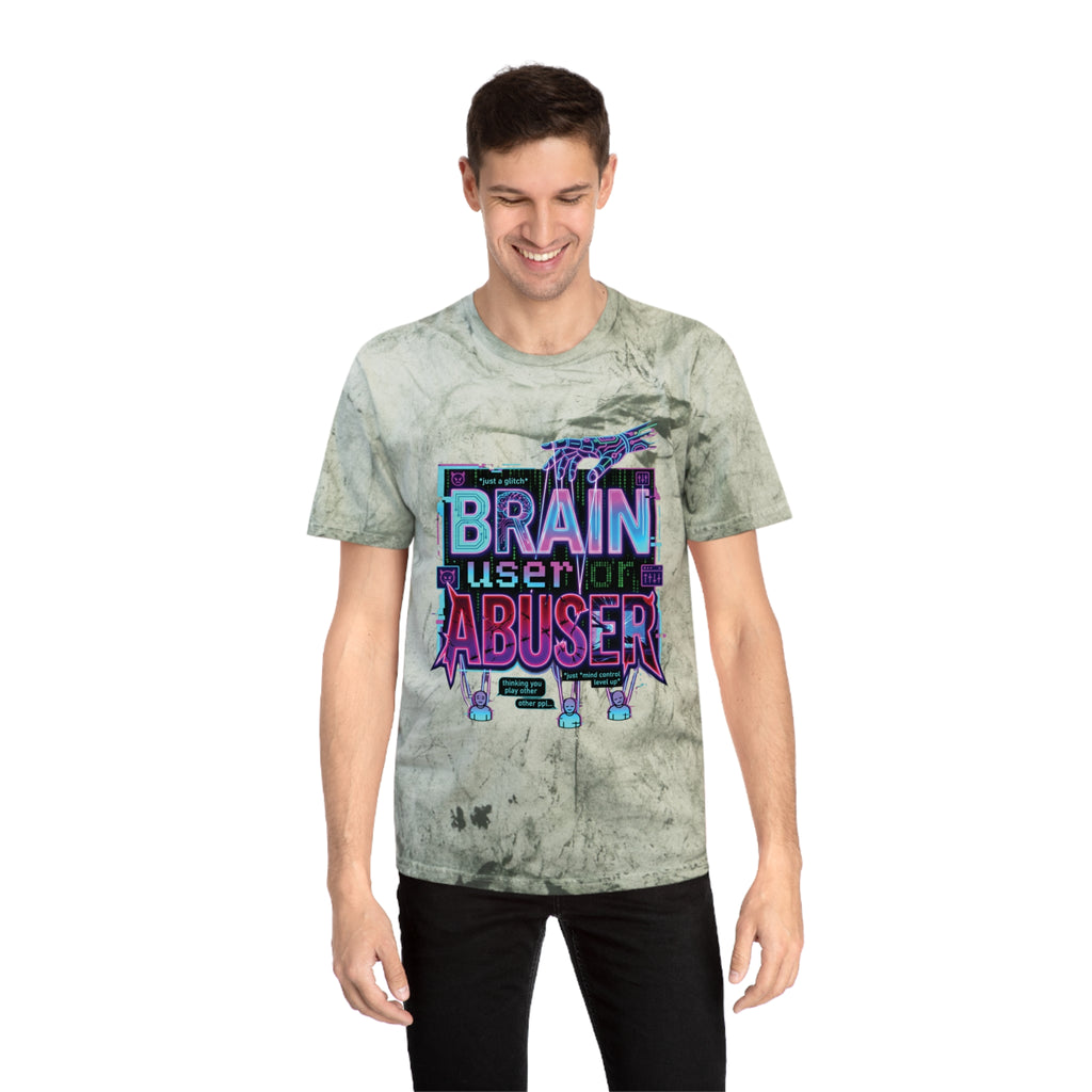 Brain User or Abuser GEN Z Premium Washed Graphic Tee — Retro Vaporwave 'Use Your Brain' Tie-Dye Shirt