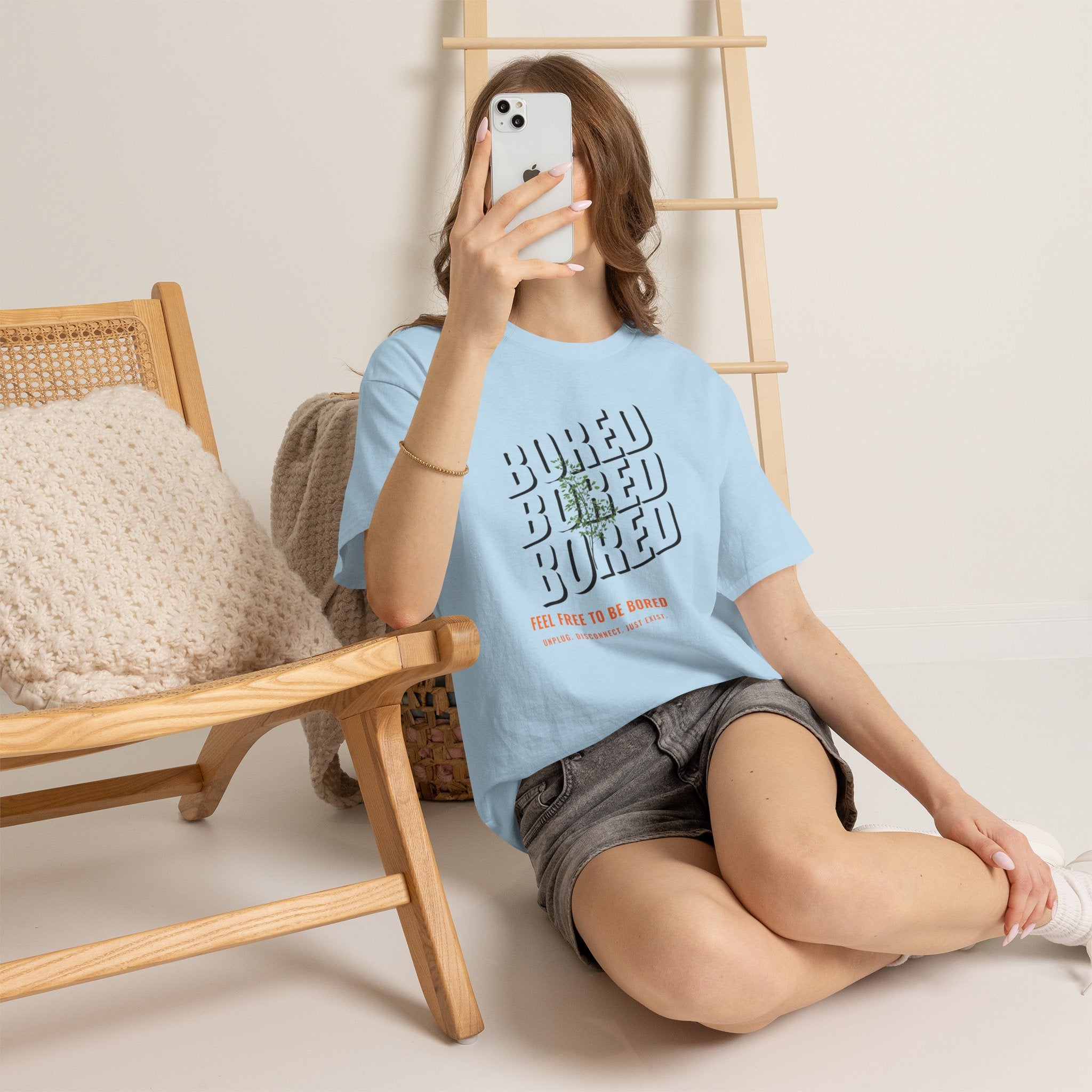 Unisex Botanical Tee — "Feel Free to Be Bored" Graphic T-Shirt