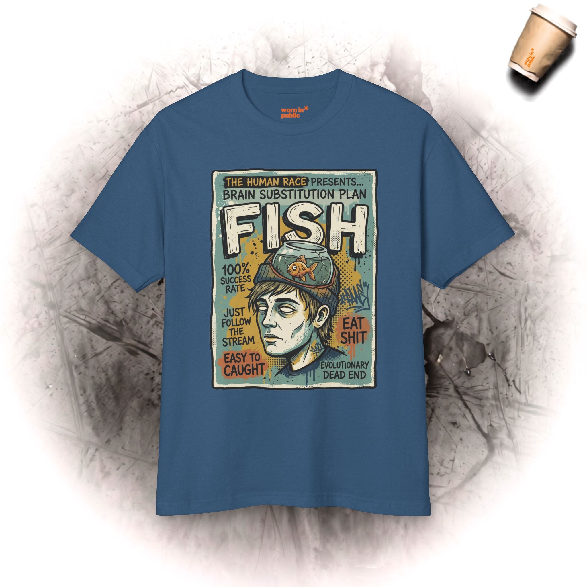 Fischhirn | Unisex Vintage Surreal Grafik T-Shirt