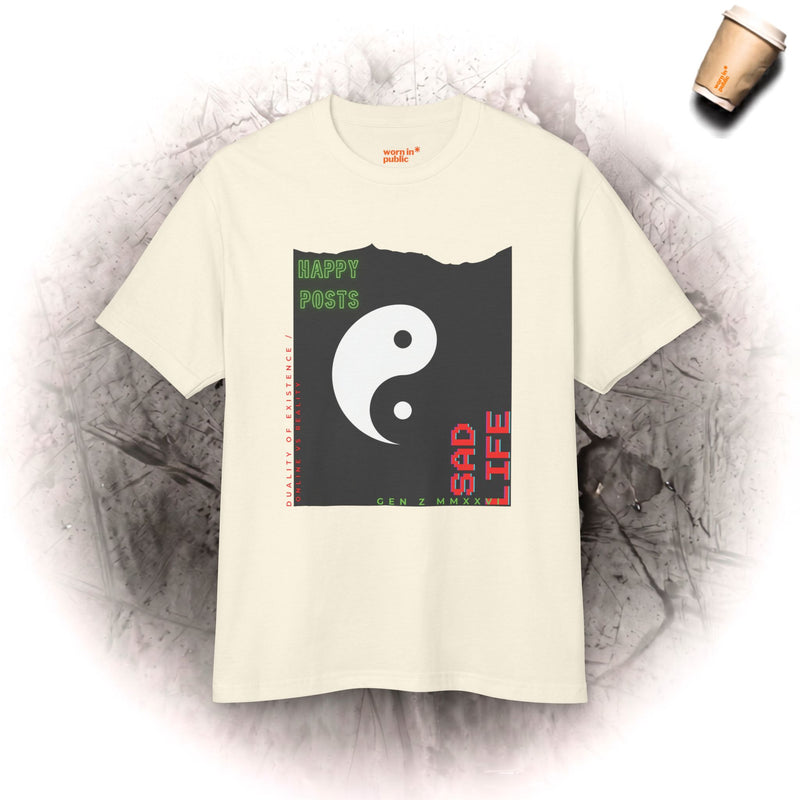 Yin Yang 'Happy Posts / Sad Life' | Vintage Garment-Dyed Unisex Graphic Tee