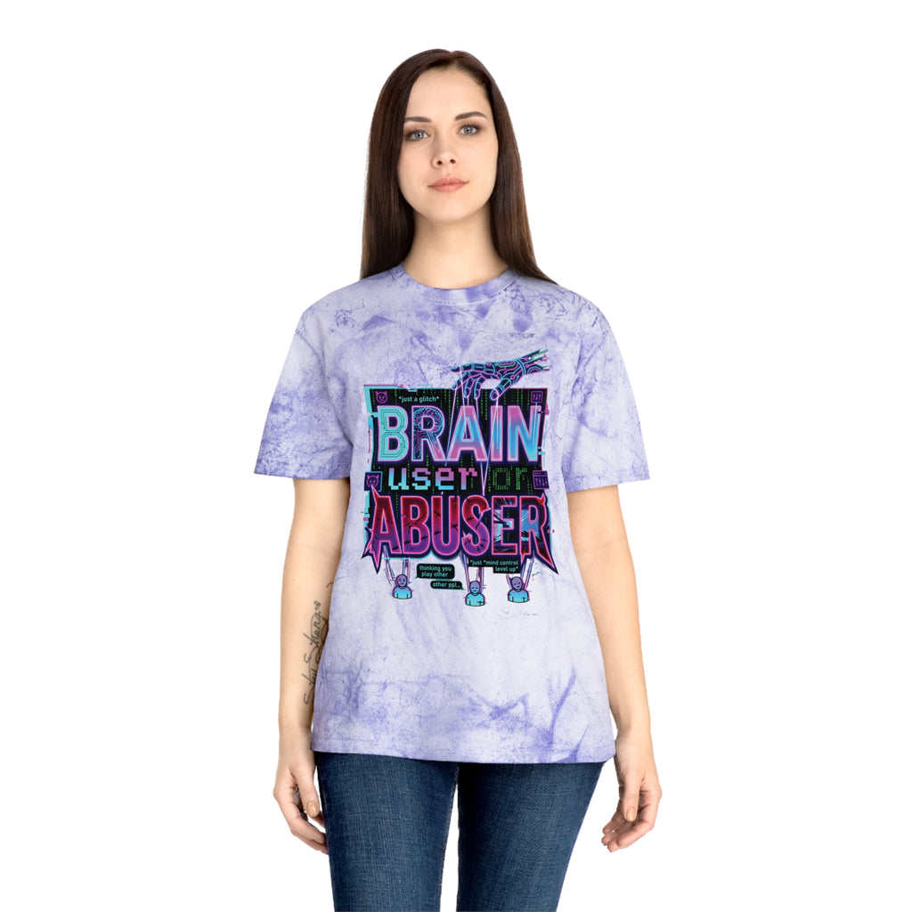 Brain User or Abuser GEN Z Premium Washed Graphic Tee — Retro Vaporwave 'Use Your Brain' Tie-Dye Shirt