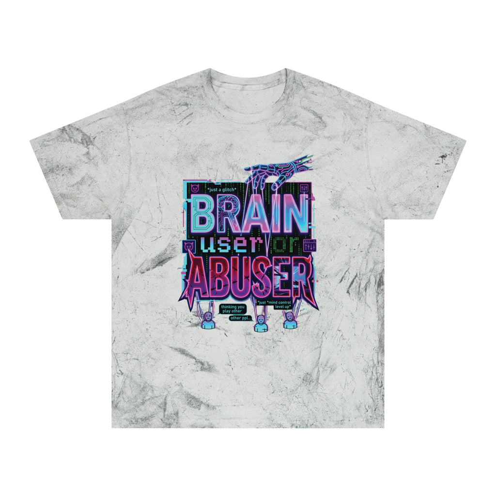 Brain User or Abuser GEN Z Premium Washed Graphic Tee — Retro Vaporwave 'Use Your Brain' Tie-Dye Shirt