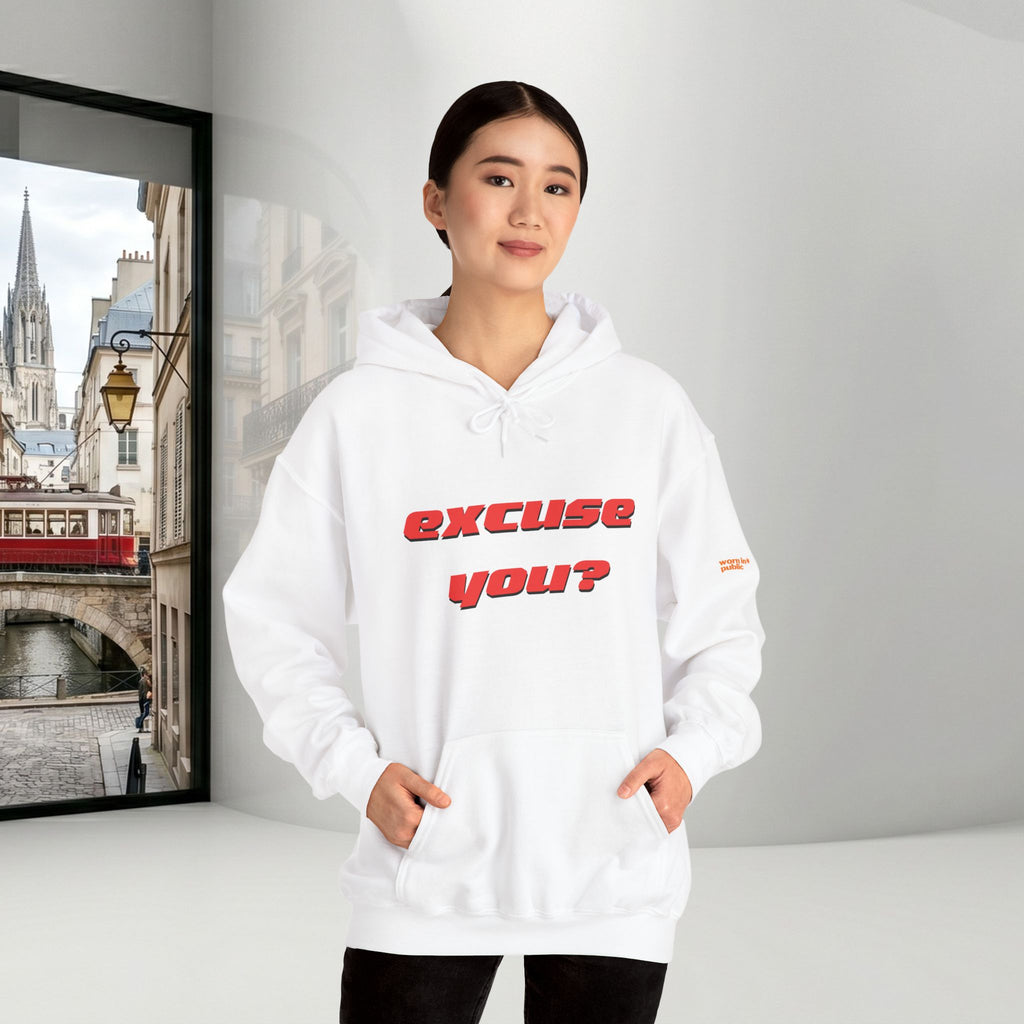 Excuse You? Hoodie | Retro Red Text Graphic Pullover