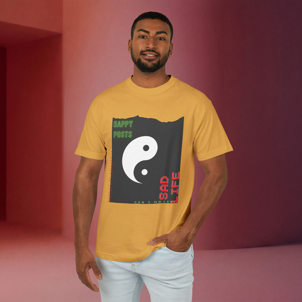 Yin Yang 'Happy Posts / Sad Life' | Vintage Garment-Dyed Unisex Graphic Tee