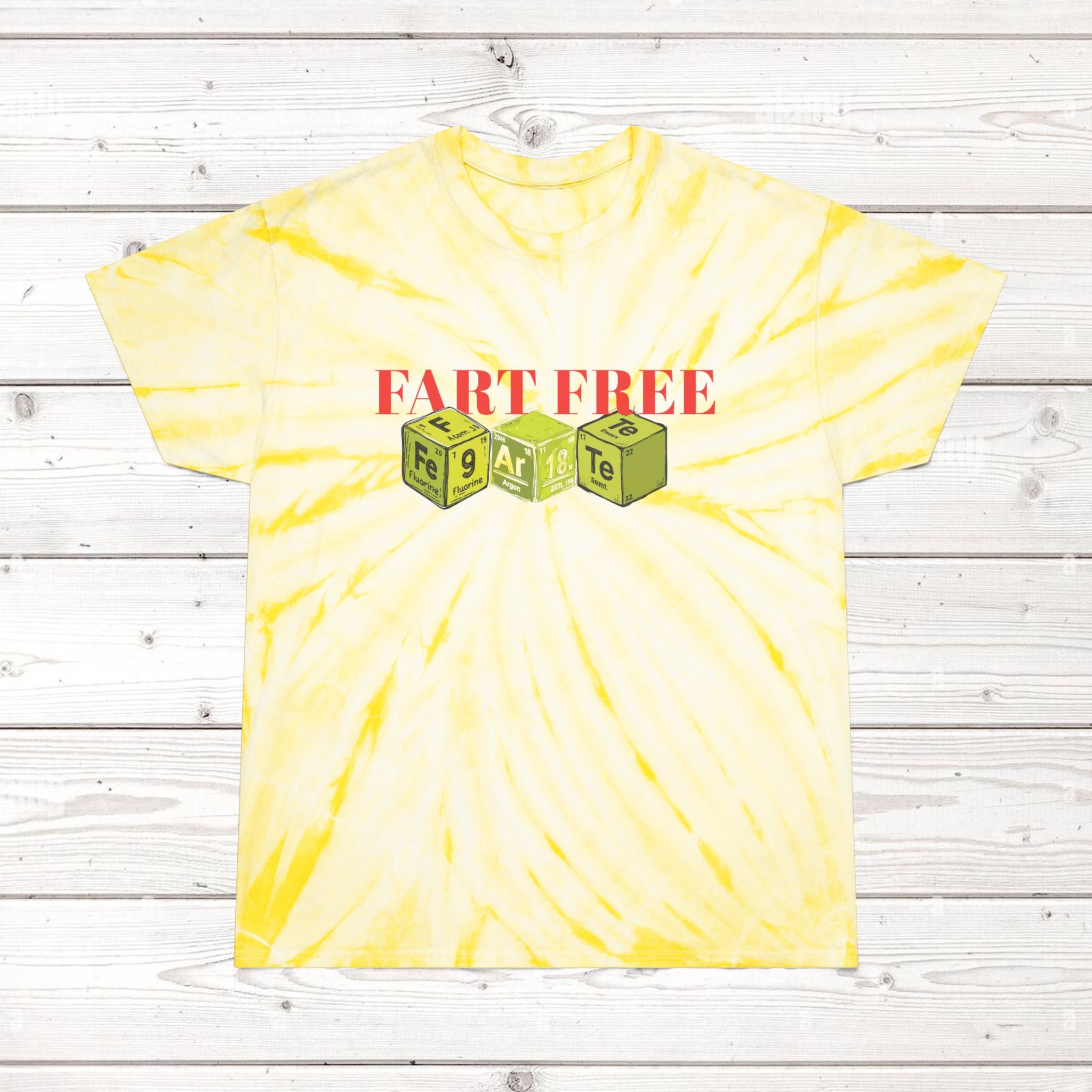Fart Free Tie-Dye T-Shirt | Funny Graphic Tee in Cyclone Yellow