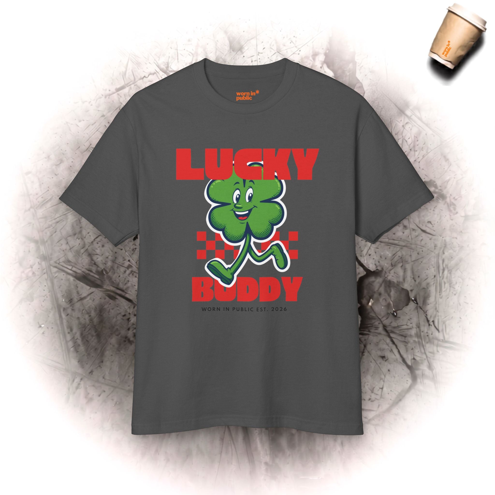 Glücklicher Kumpel Kleeblatt T-Shirt | Retro-Karo St. Patrick's Day Grafik-T-Shirt