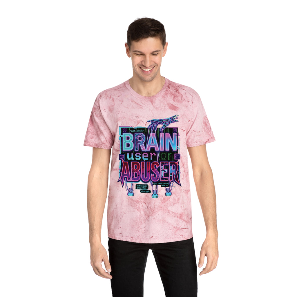 Brain User or Abuser GEN Z Premium Washed Graphic Tee — Retro Vaporwave 'Use Your Brain' Tie-Dye Shirt