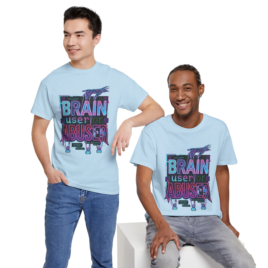 Brain User or Abuser GEN Z Unisex Tee — Retro Cyberpunk "Use Your Brain" Graphic T-Shirt