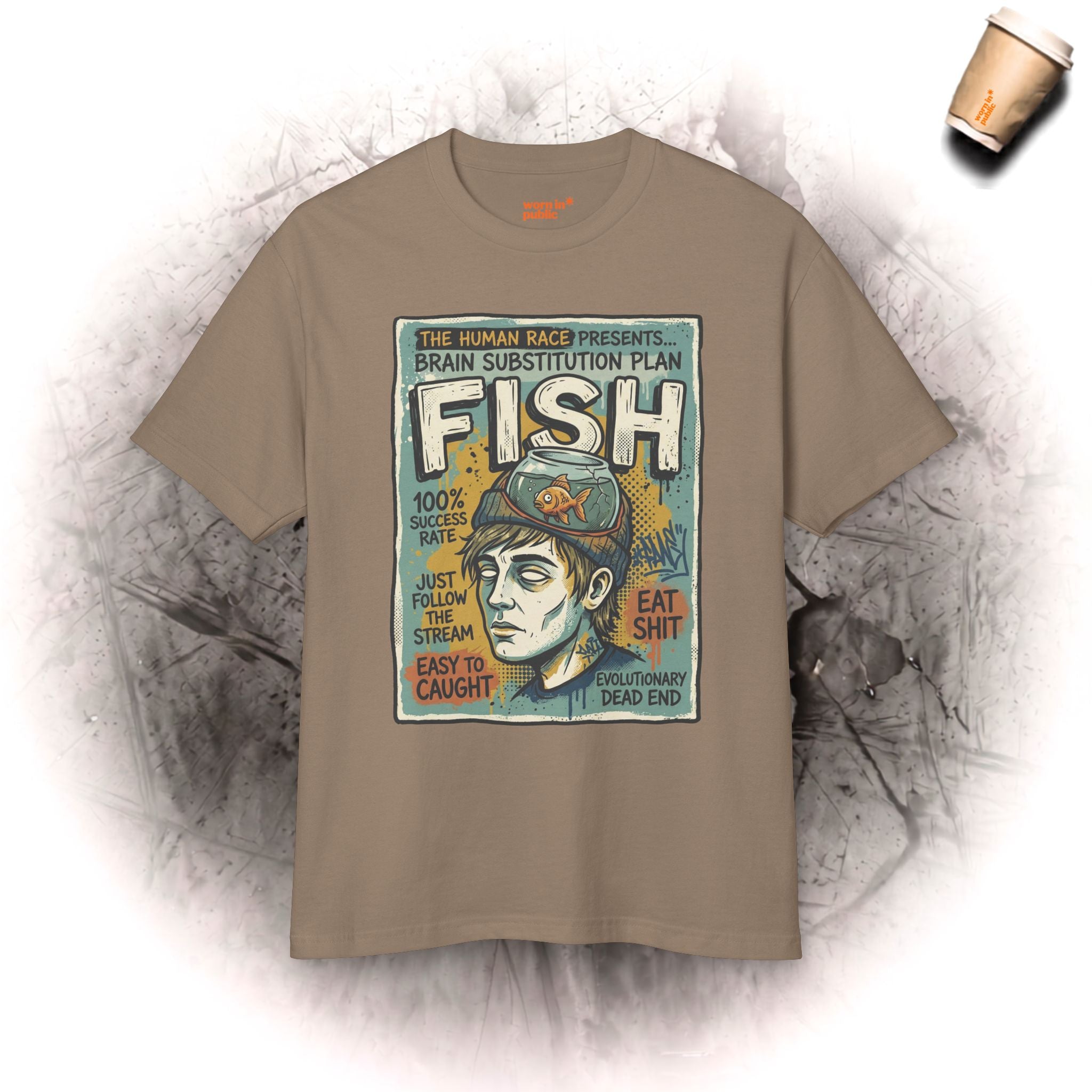 Fischhirn | Unisex Vintage Surreal Grafik T-Shirt