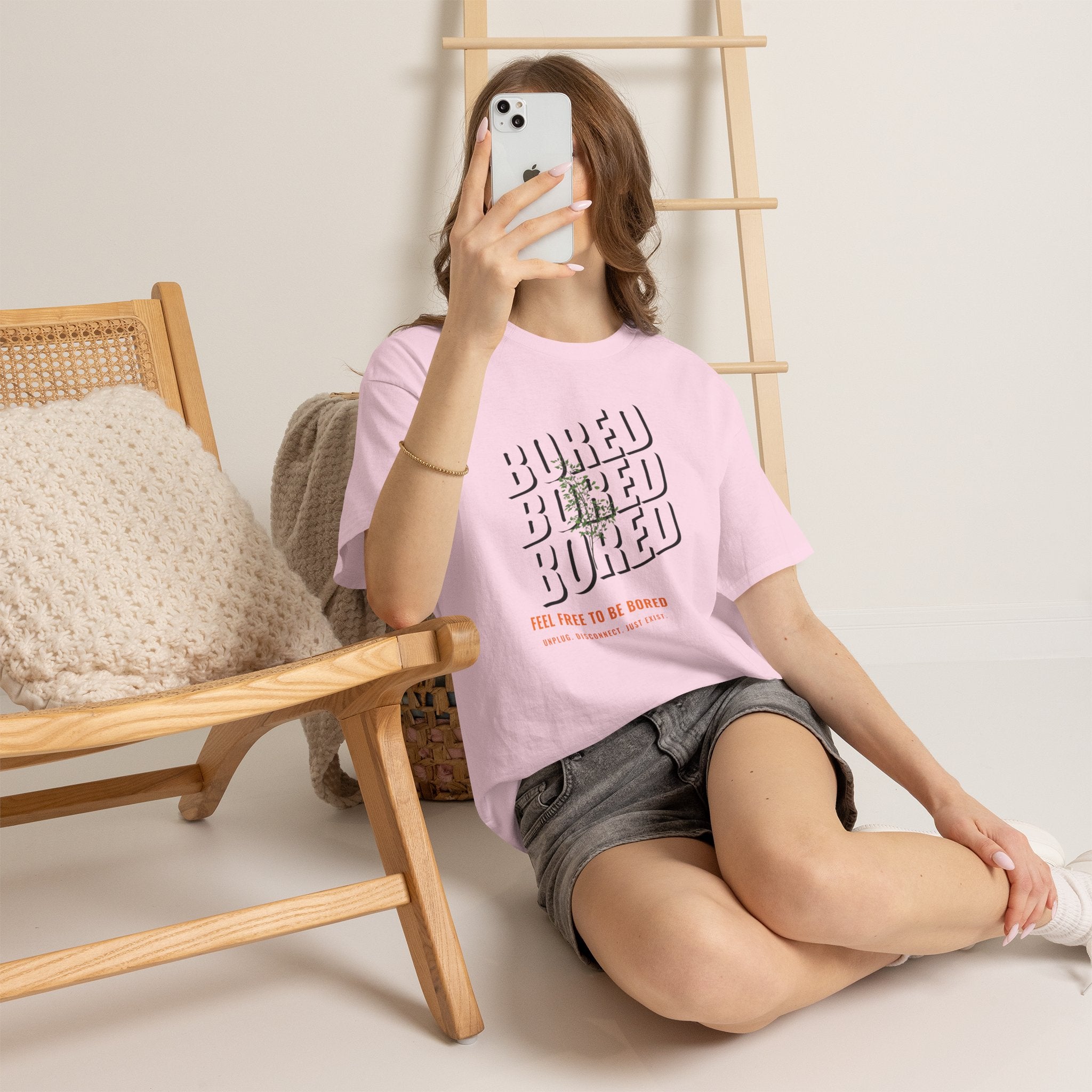Unisex Botanical Tee — "Feel Free to Be Bored" Graphic T-Shirt