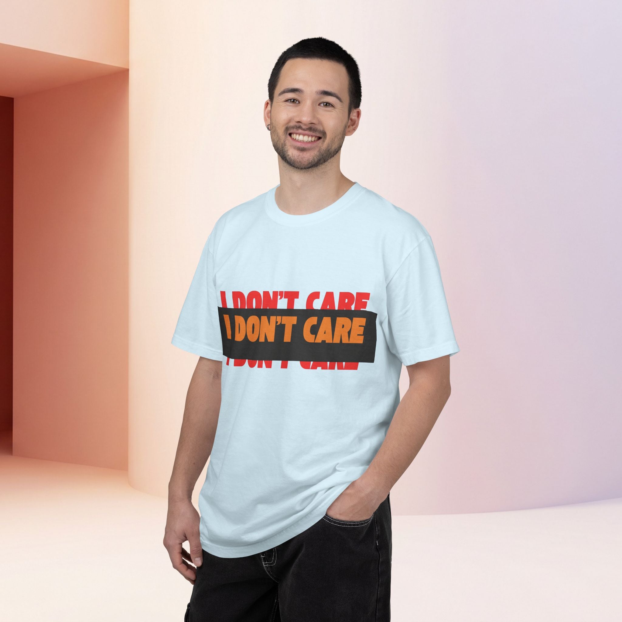 I Don't Care Graphic T-Shirt | Bold Statement Tee with 'I DON'T CARE' Print