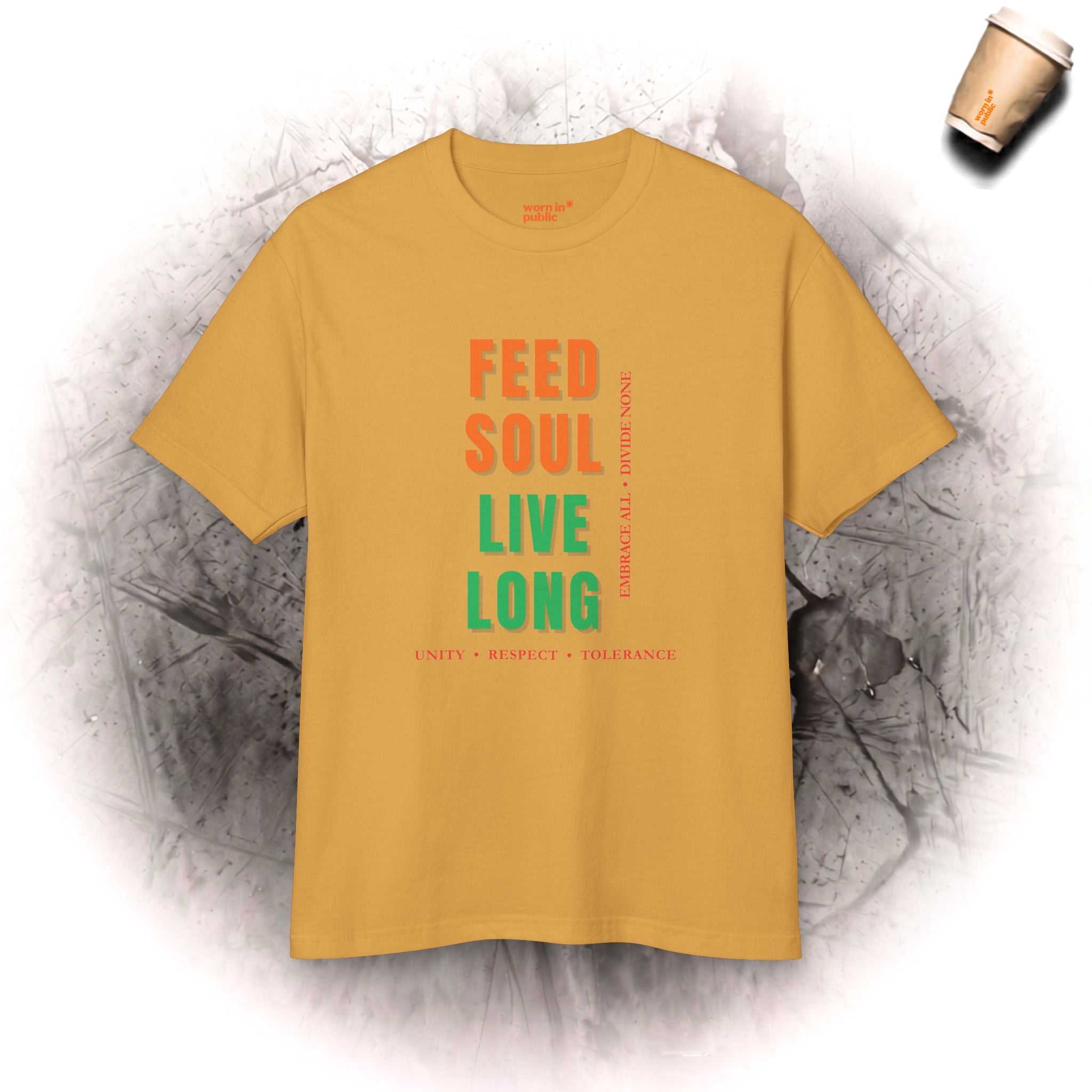 Feed Soul Live Long | Retro Unity Unisex Grafik-T-Shirt