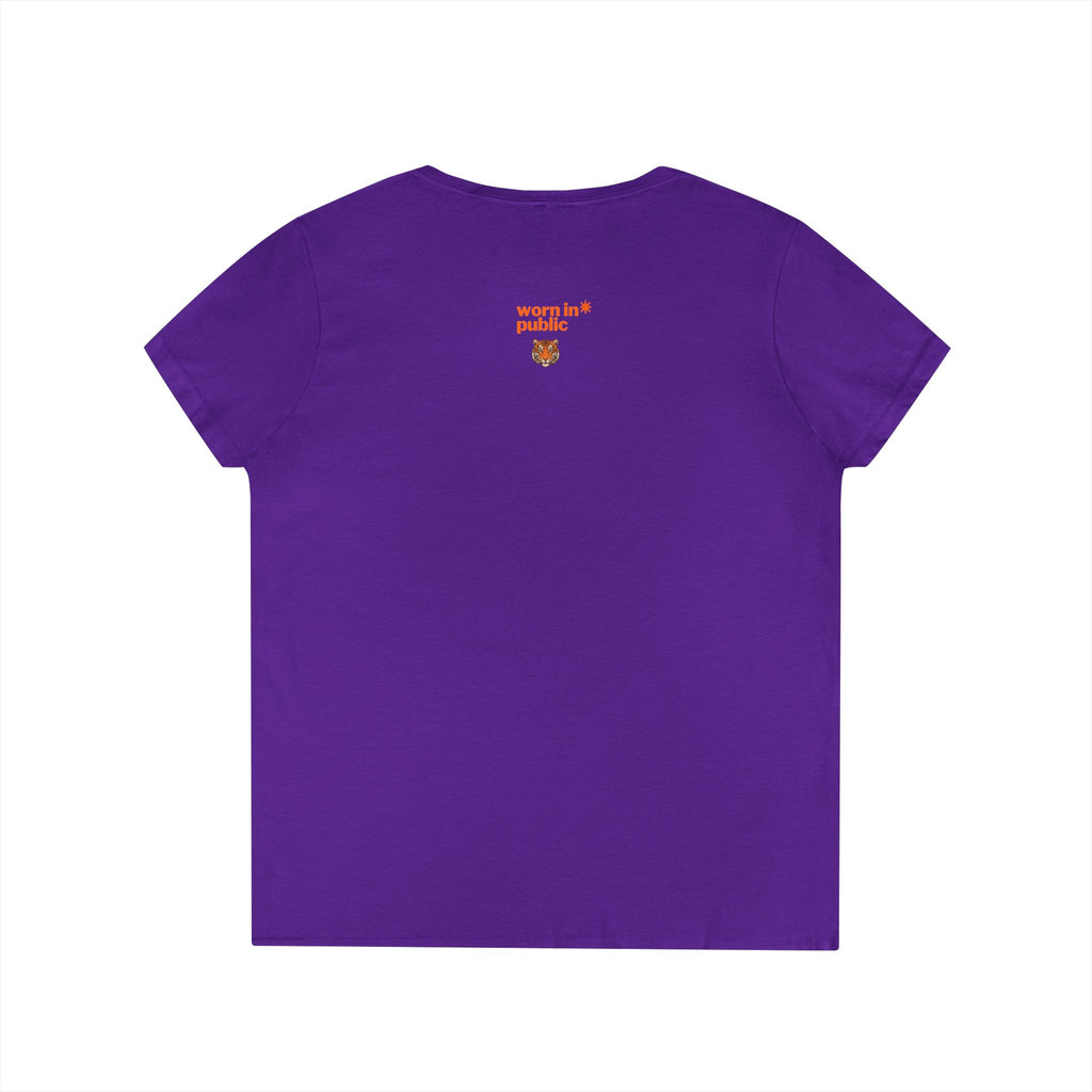 Kitten or Tiger? V-Neck T-Shirt | Cute Cat Illustration Pastel Graphic Tee