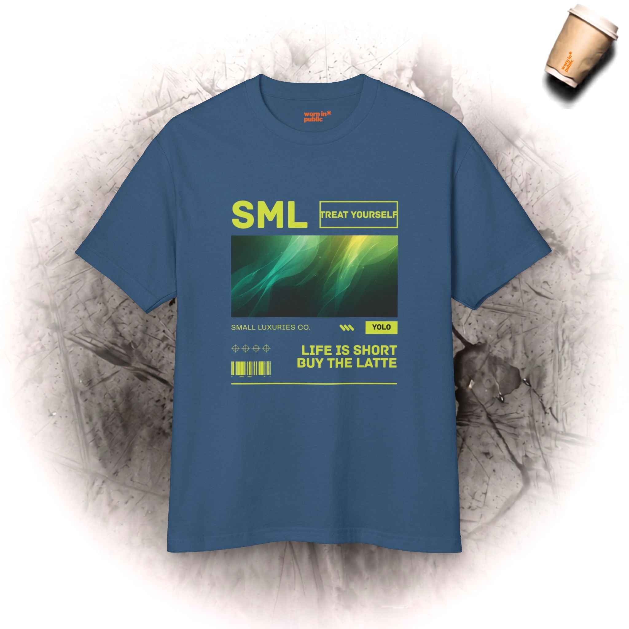 Luxuries of Life Neon Abstrakte Wellen-T-Shirt | Barcode-Grafik-T-Shirt