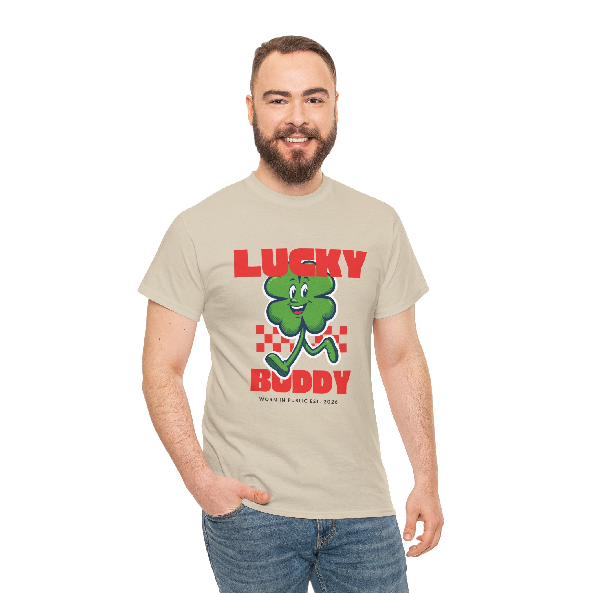 Lucky Buddy Clover T-Shirt | Retro Checker St. Patrick's Day Graphic Tee