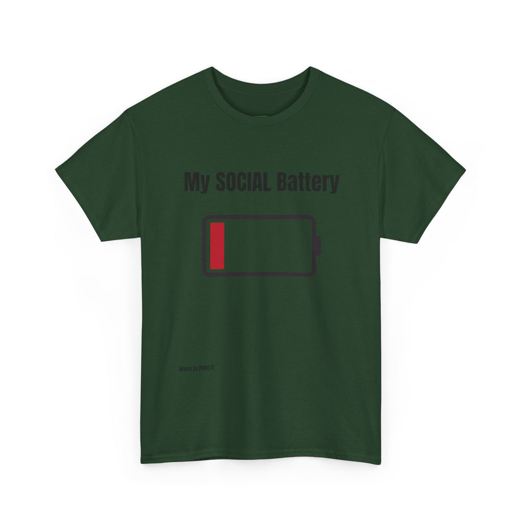 Low Battery Social Battery T-Shirt | Funny Introvert Graphic Tee