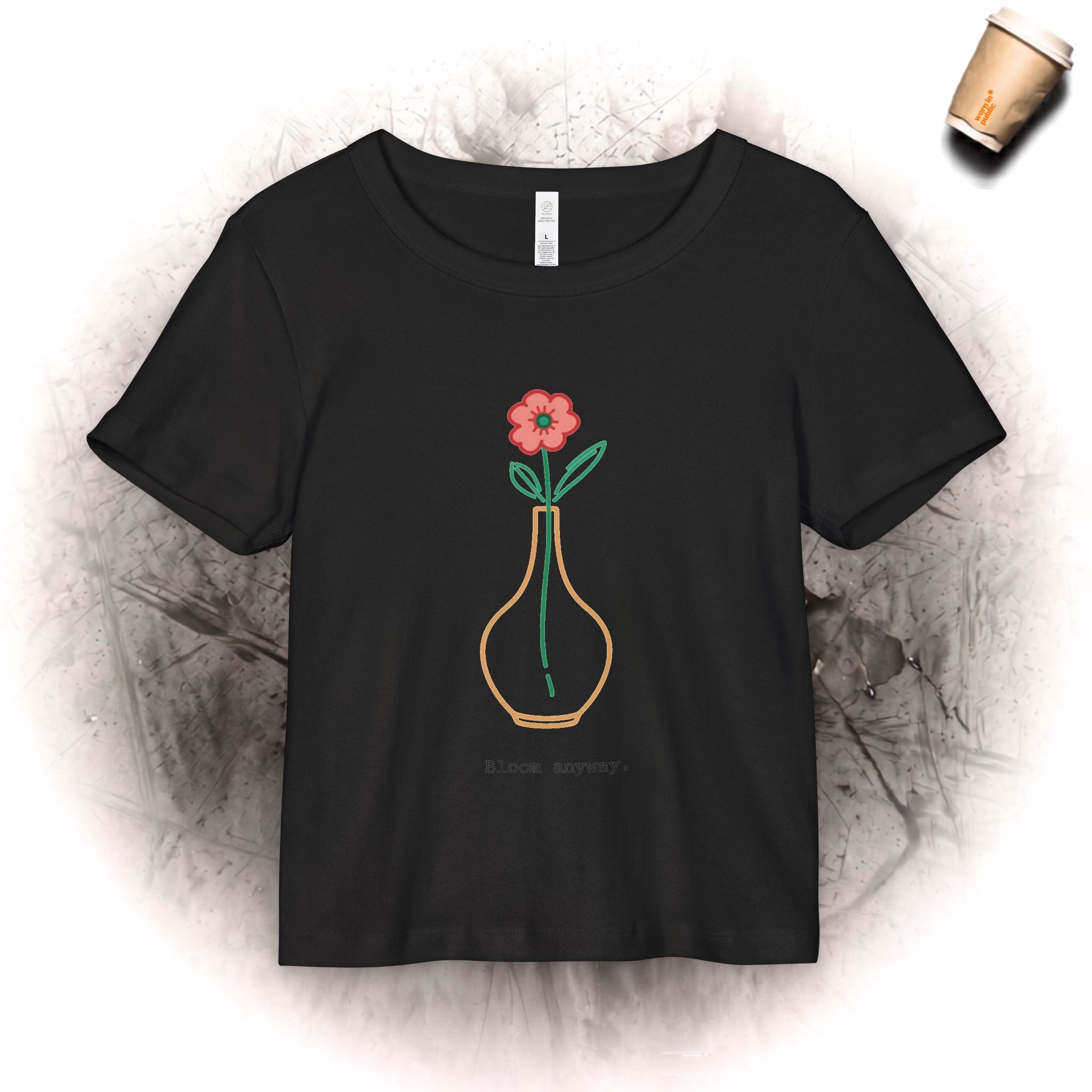 Bloom Anyway BIO Geripptes Baby-T-Shirt für Damen | Oberteil mit floraler botanischer Grafik