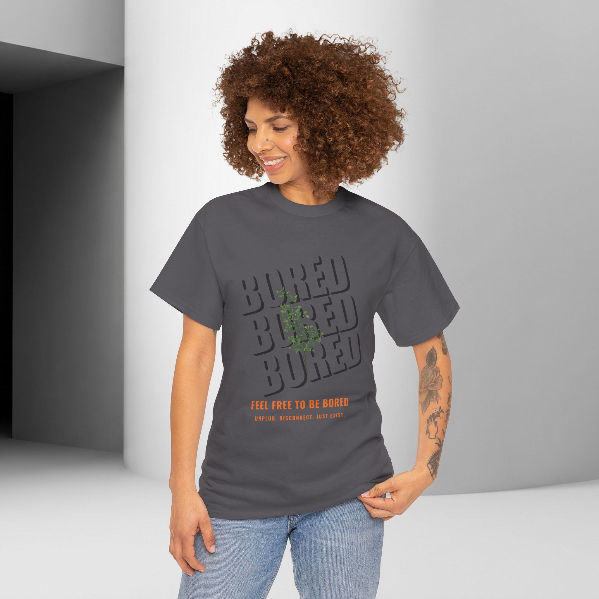 Unisex Botanical Tee — "Feel Free to Be Bored" Graphic T-Shirt