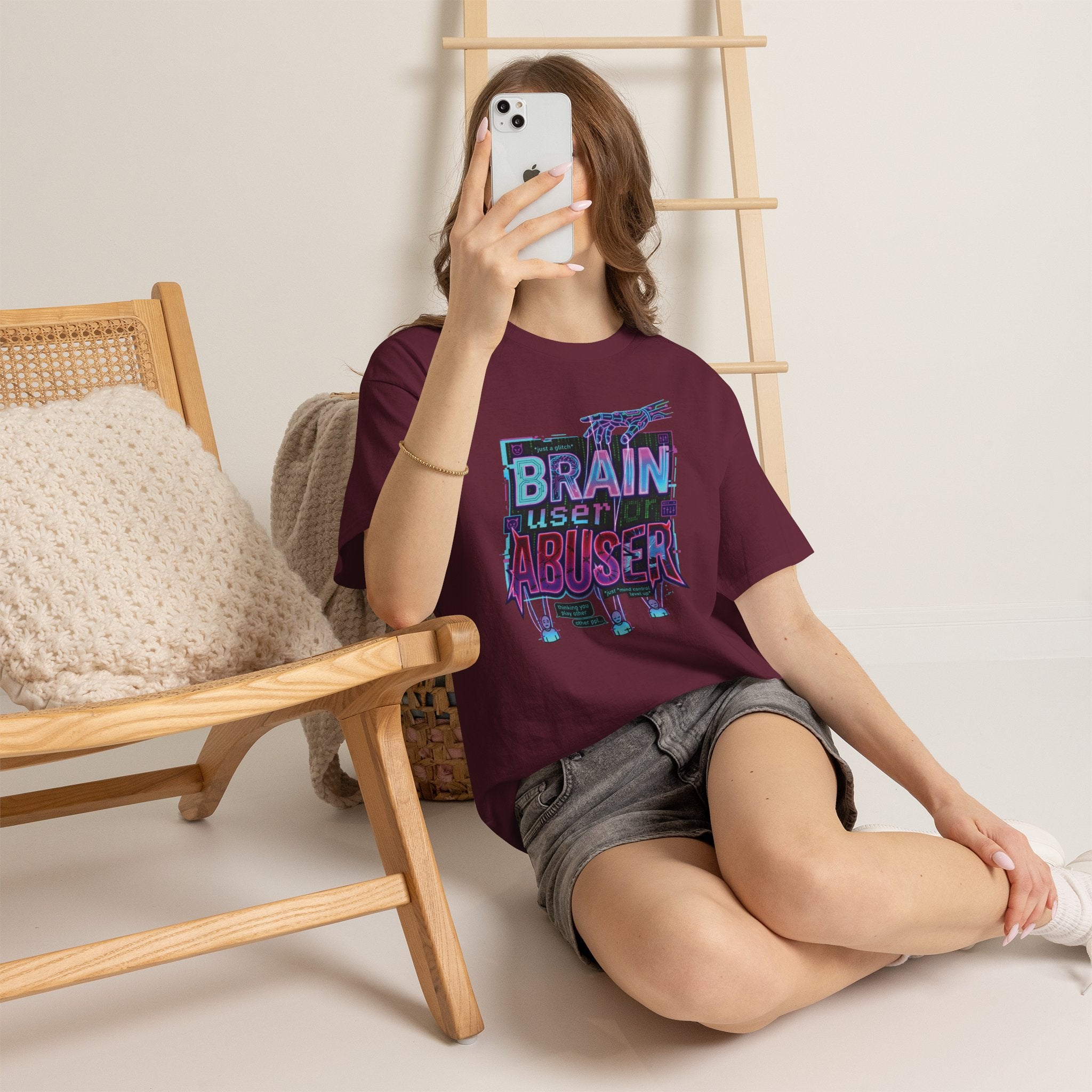 Brain User or Abuser GEN Z Unisex Tee — Retro Cyberpunk "Use Your Brain" Graphic T-Shirt