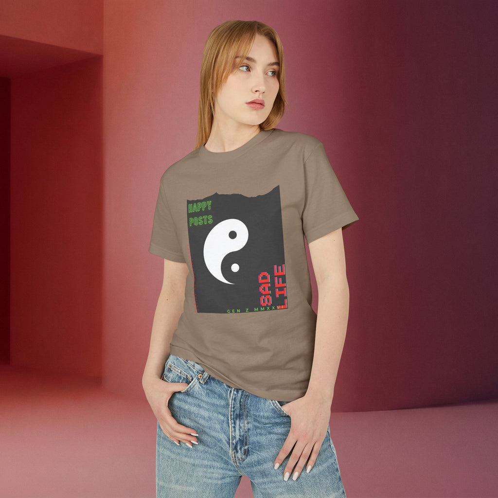 Yin Yang 'Happy Posts / Sad Life' | Vintage Garment-Dyed Unisex Graphic Tee