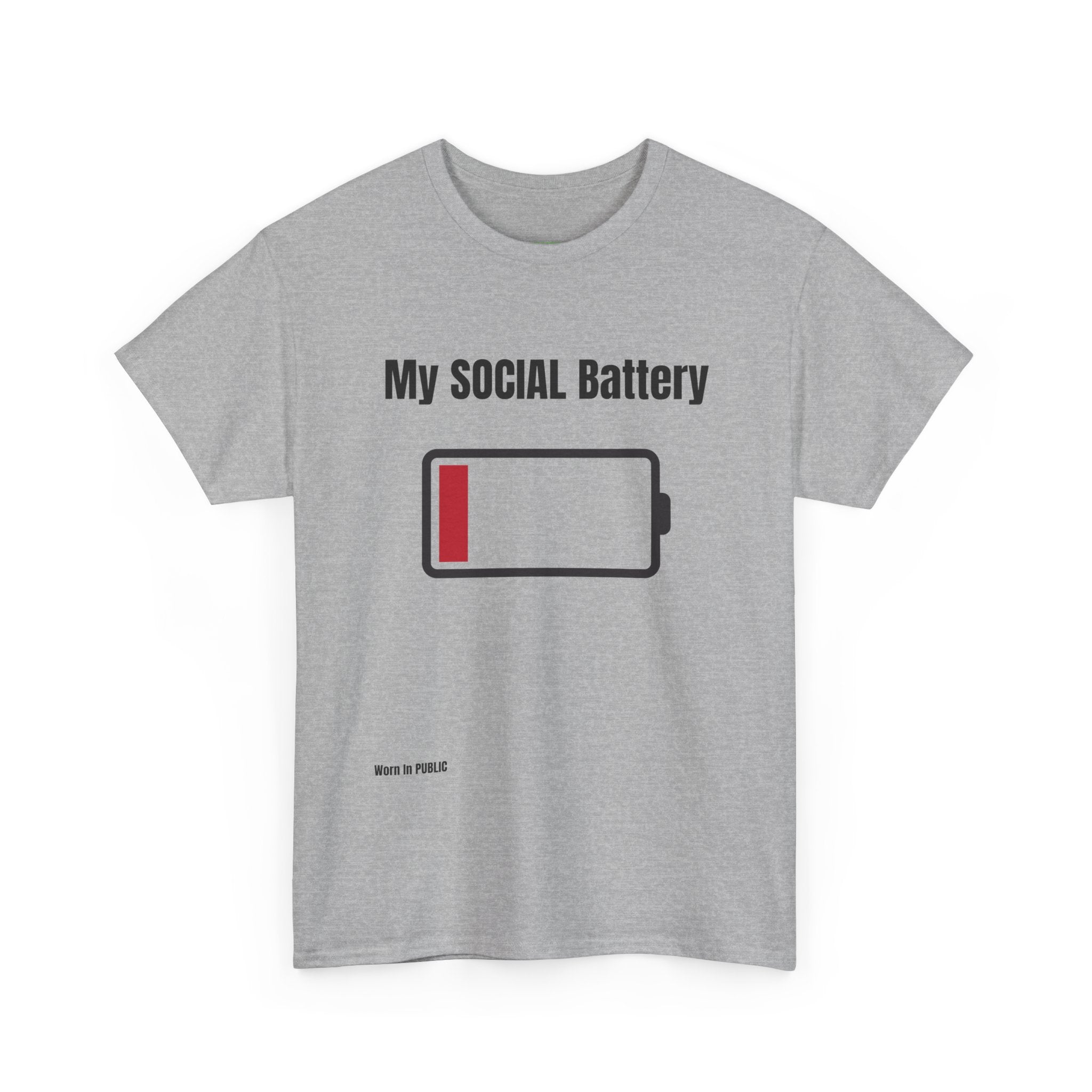 Low Battery Social Battery T-Shirt | Funny Introvert Graphic Tee