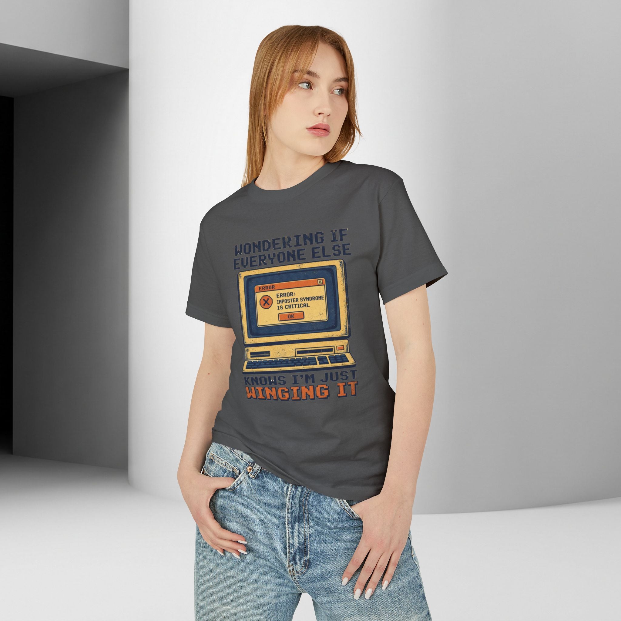Winging It Retro Computer Unisex Tee — Funny Vintage Tech Graphic T-Shirt