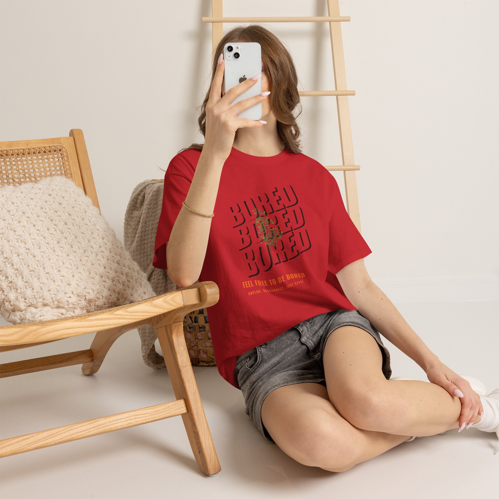 Unisex Botanical Tee — "Feel Free to Be Bored" Graphic T-Shirt
