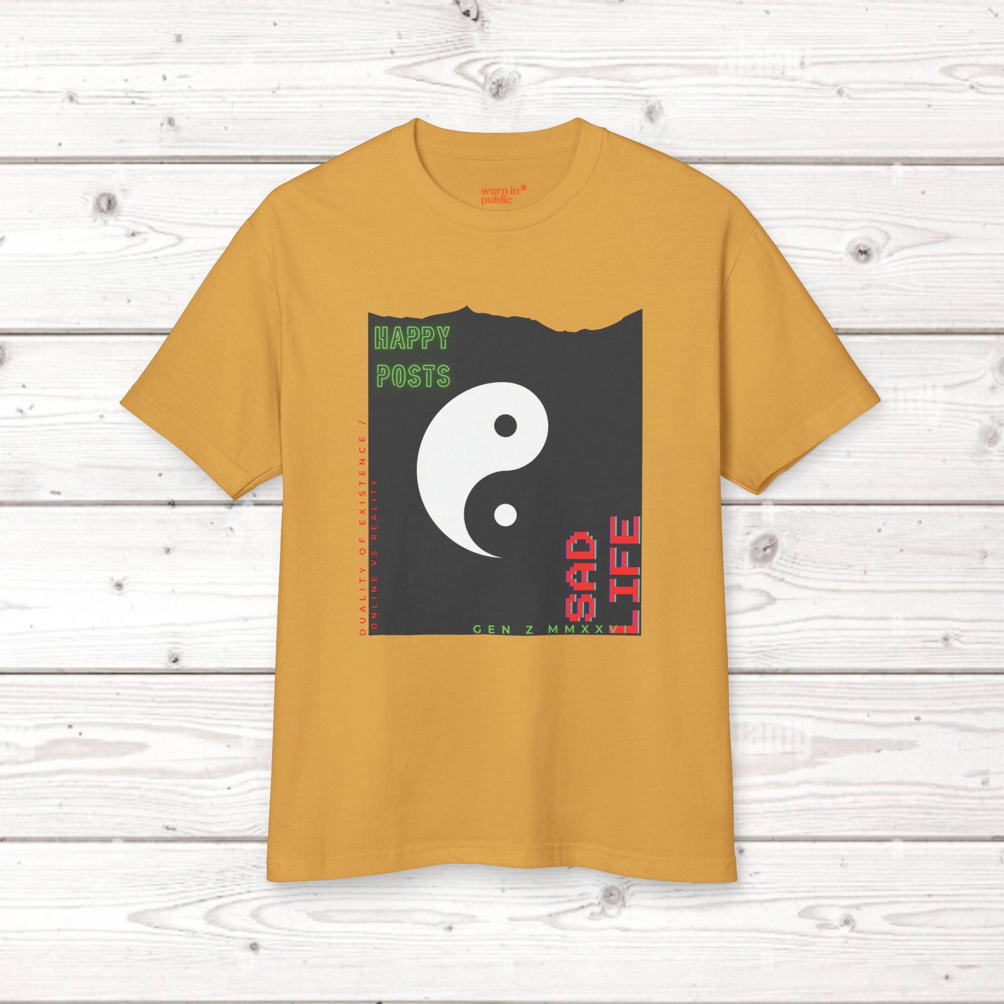 Yin Yang 'Happy Posts / Sad Life' | Vintage Garment-Dyed Unisex Graphic Tee
