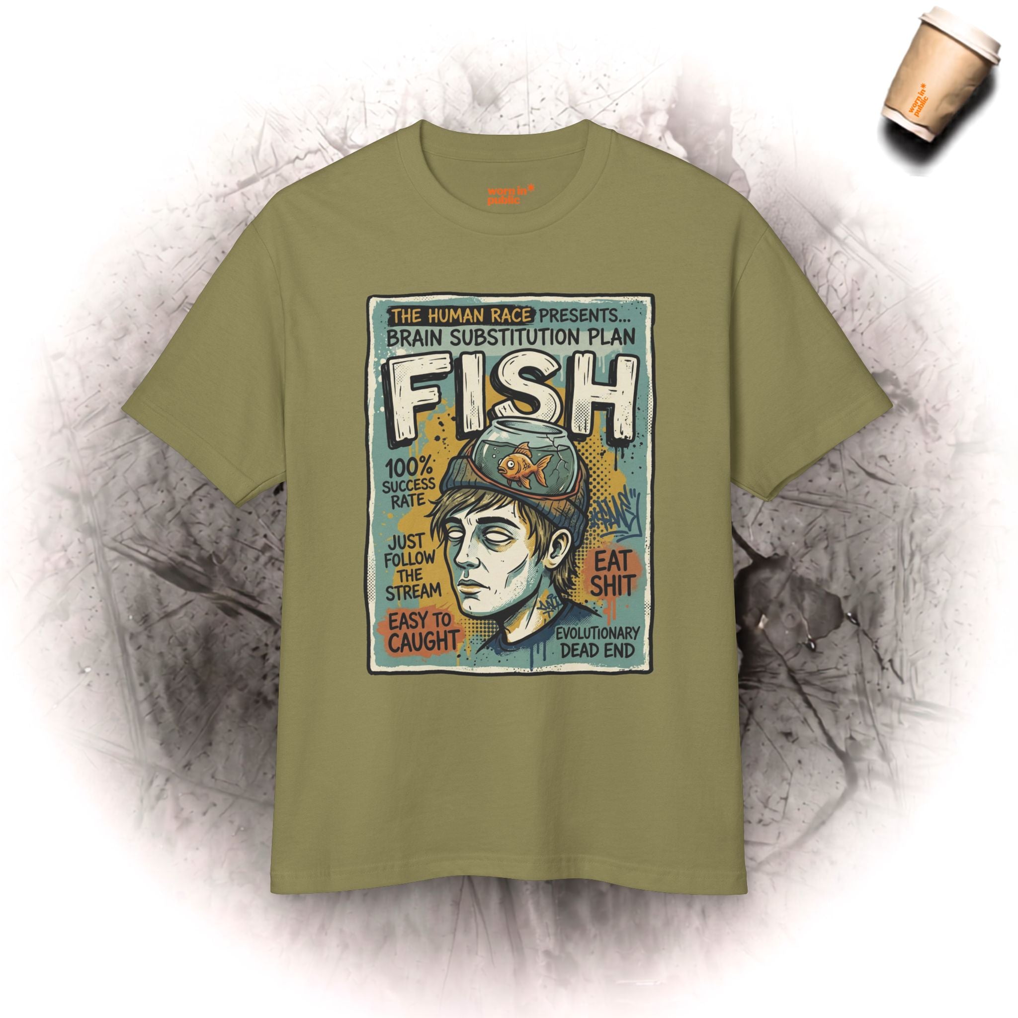 Fischhirn | Unisex Vintage Surreal Grafik T-Shirt