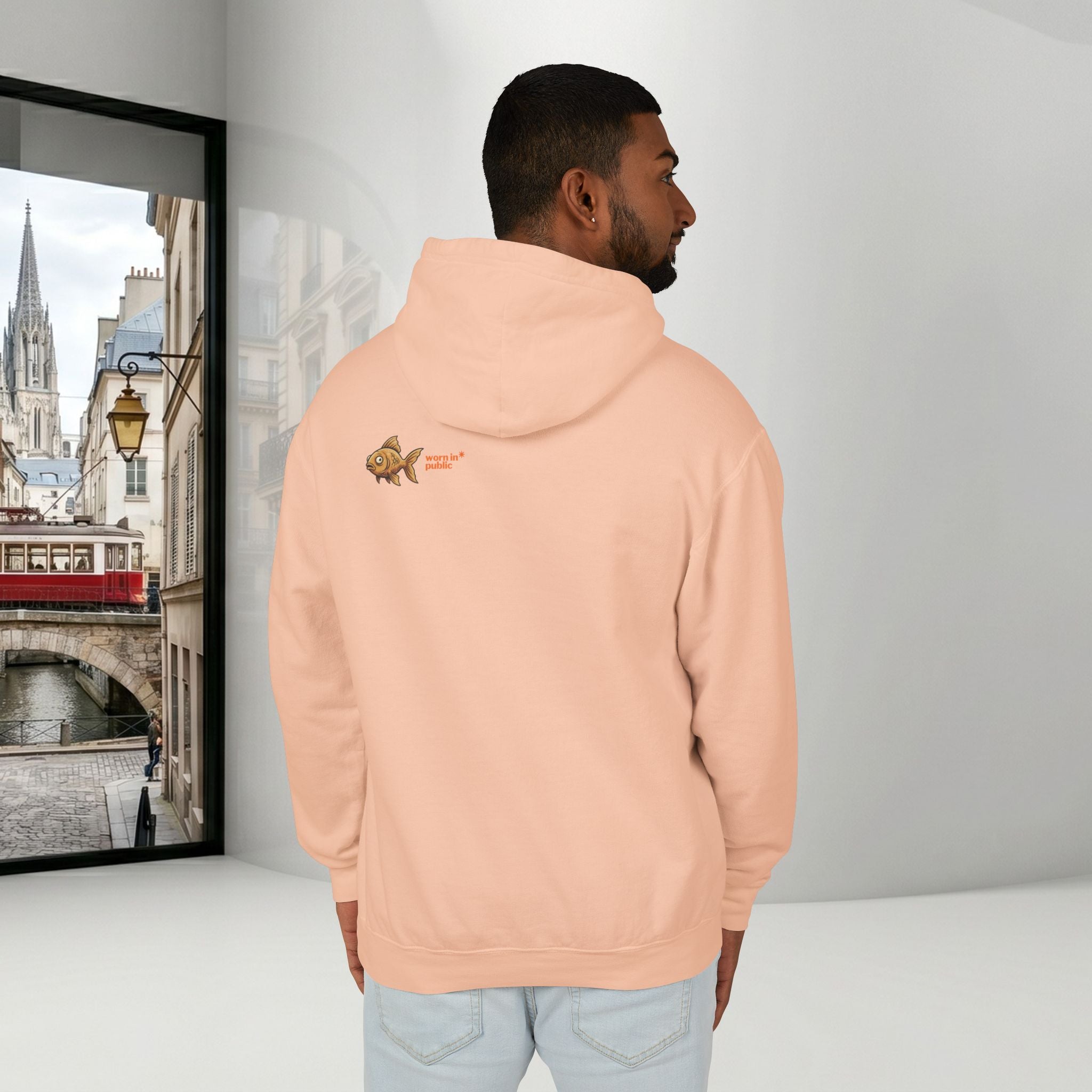 Fish Brain Substitution Plan Hoodie — Vintage Unisex Surreal Graphic Pullover