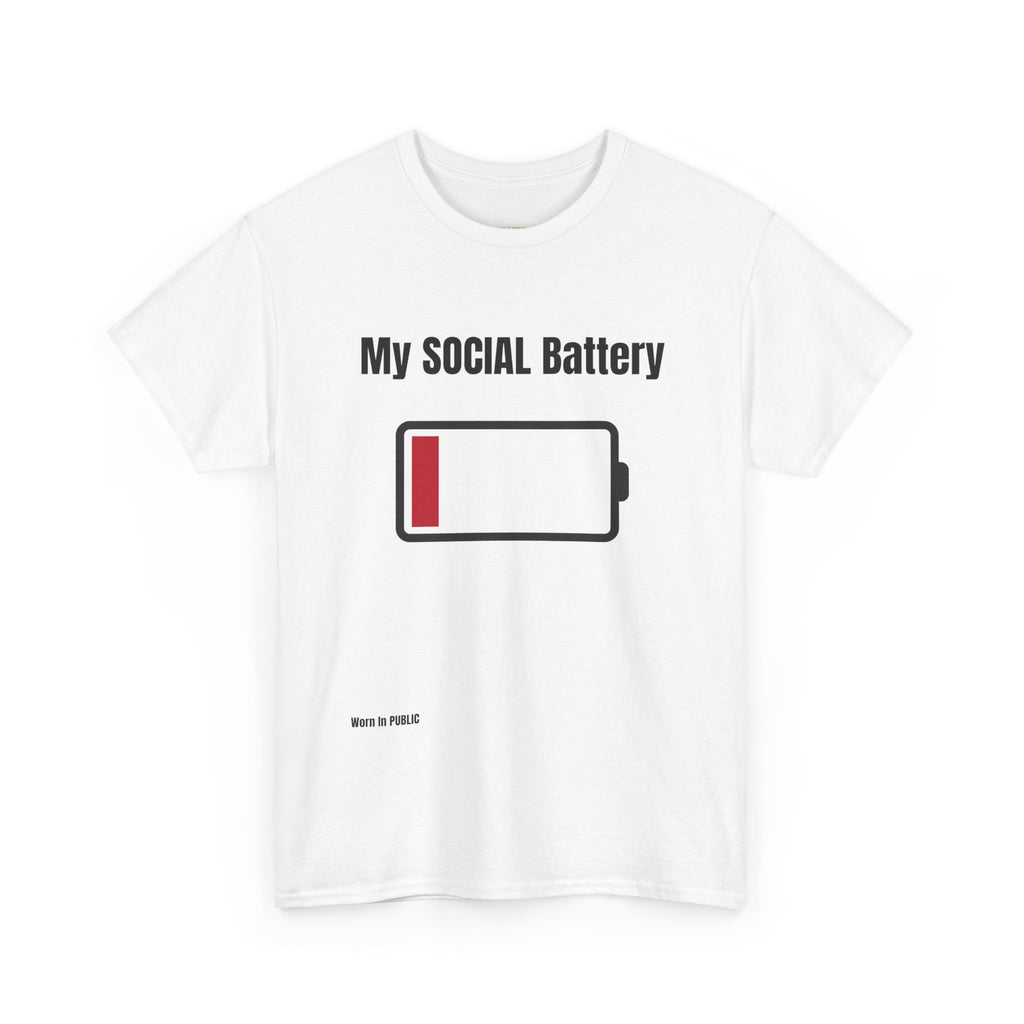 Low Battery Social Battery T-Shirt | Funny Introvert Graphic Tee