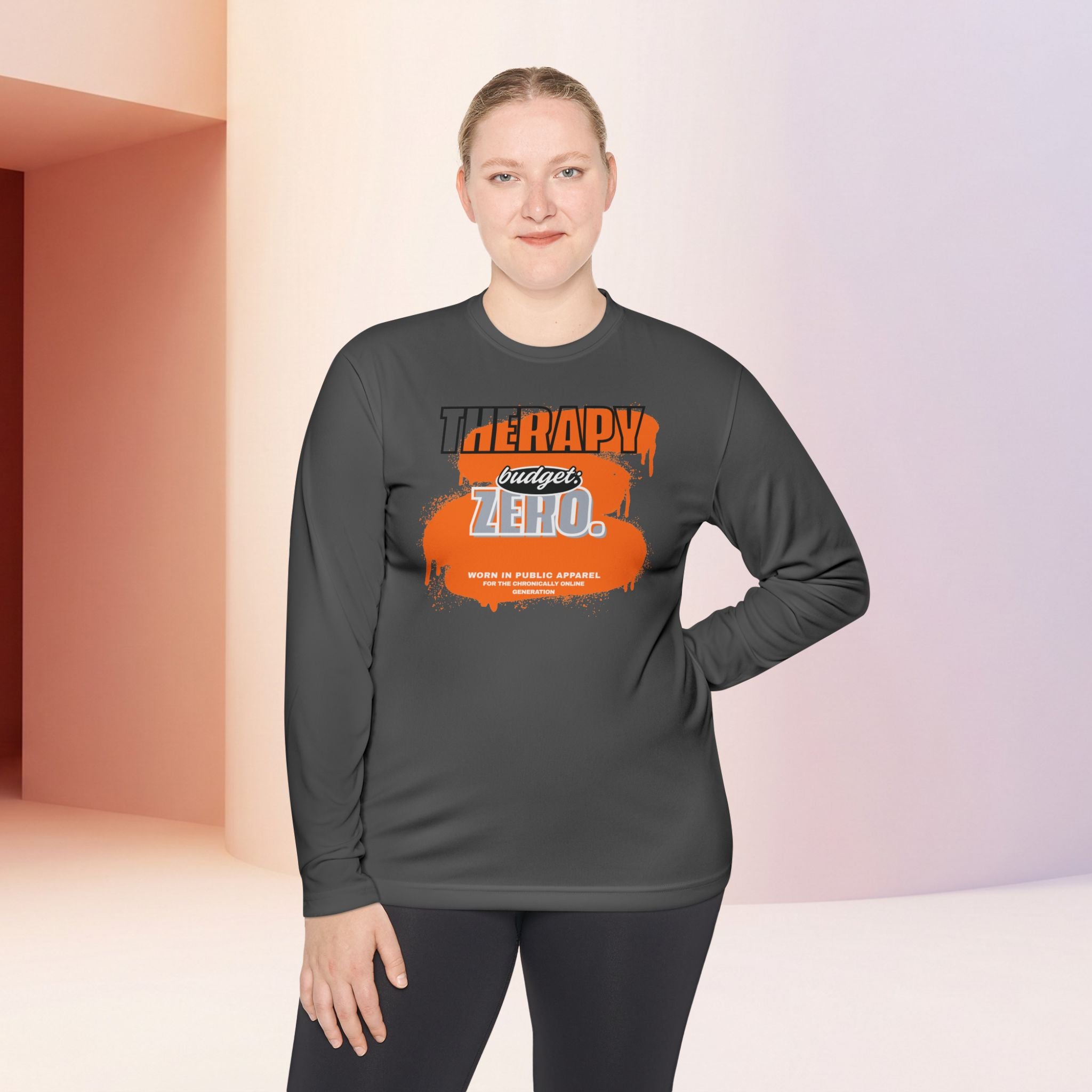 Therapy Budget Zero Long Sleeve Tee | Funny Mental Health Humor Shirt