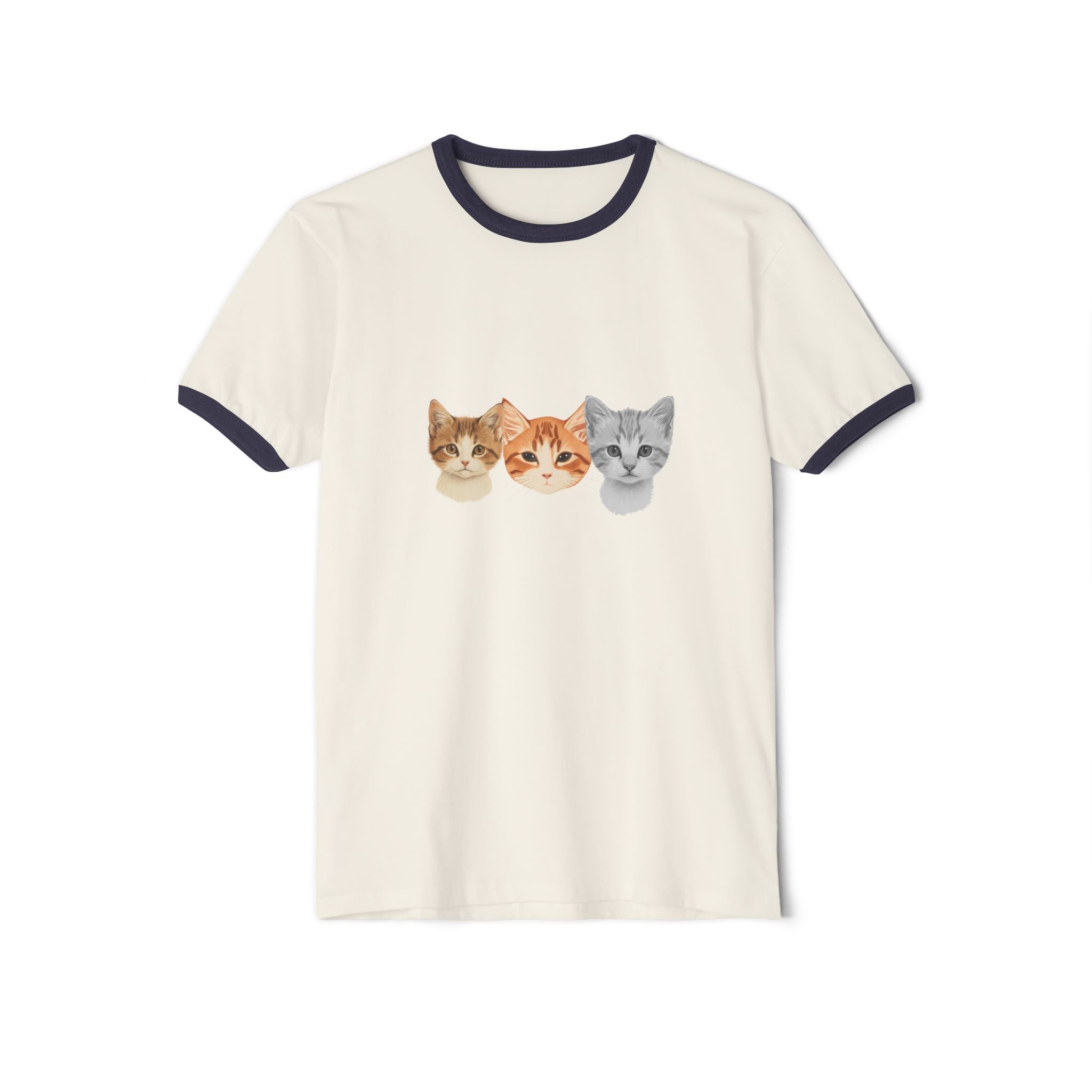 3 Kittens Full of Kuteness Unisex Ringer T-Shirt | Cute Cat Graphic Tee