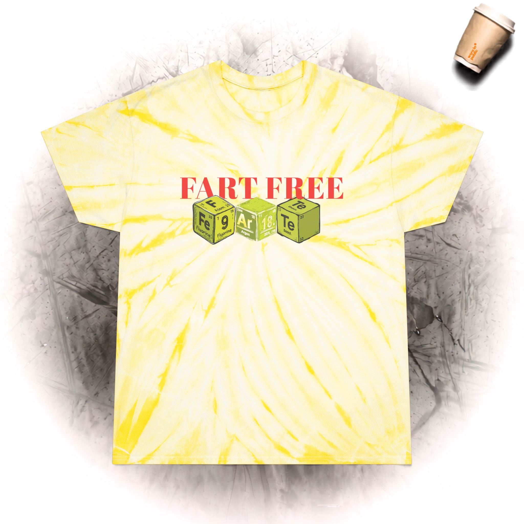 Fart Free Tie-Dye T-Shirt | Funny Graphic Tee in Cyclone Yellow