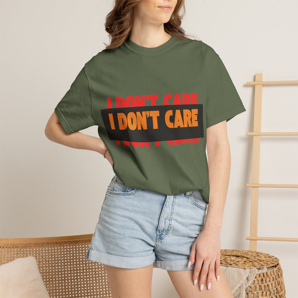 I Don't Care Graphic T-Shirt | Bold Statement Tee with 'I DON'T CARE' Print