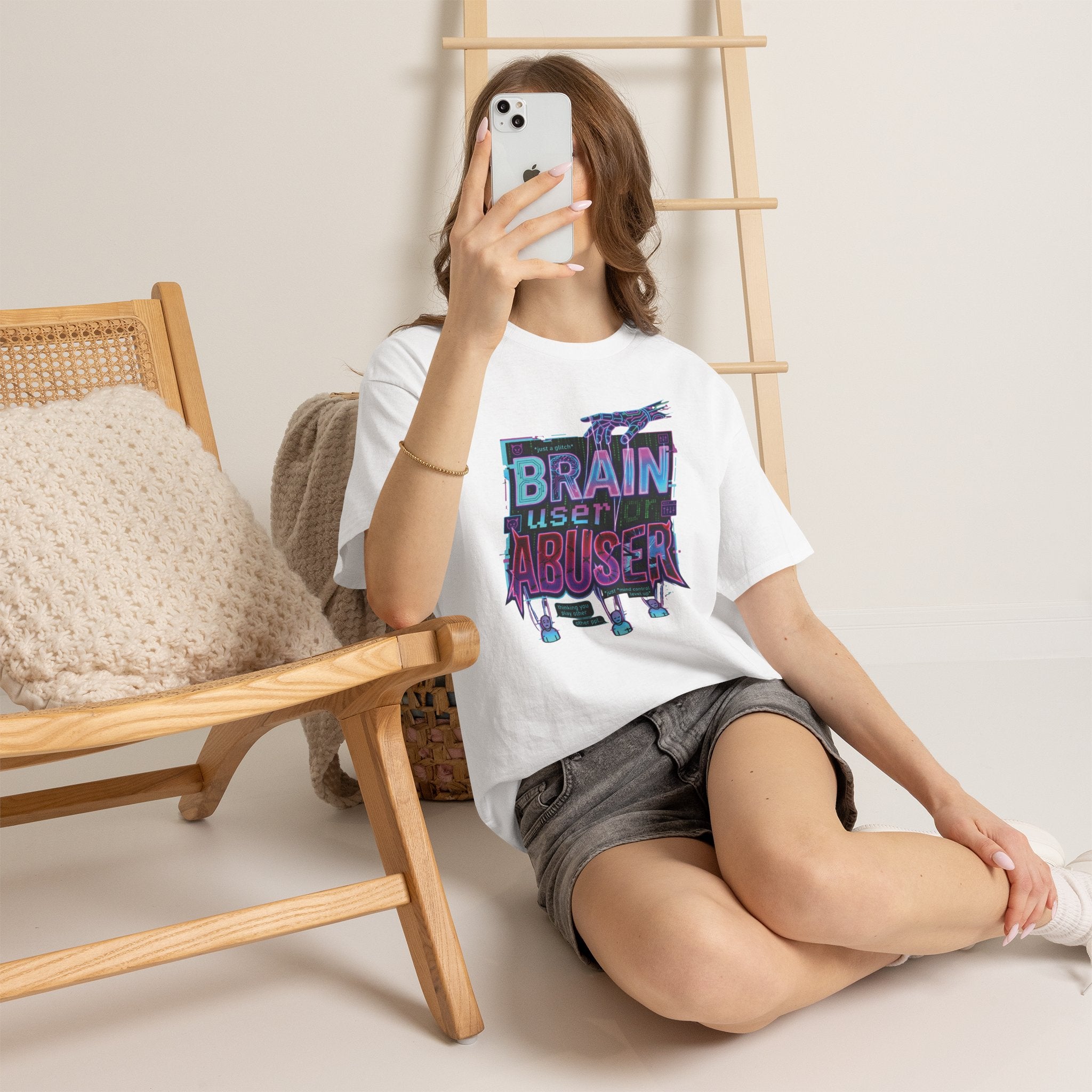 Brain User or Abuser GEN Z Unisex Tee — Retro Cyberpunk "Use Your Brain" Graphic T-Shirt