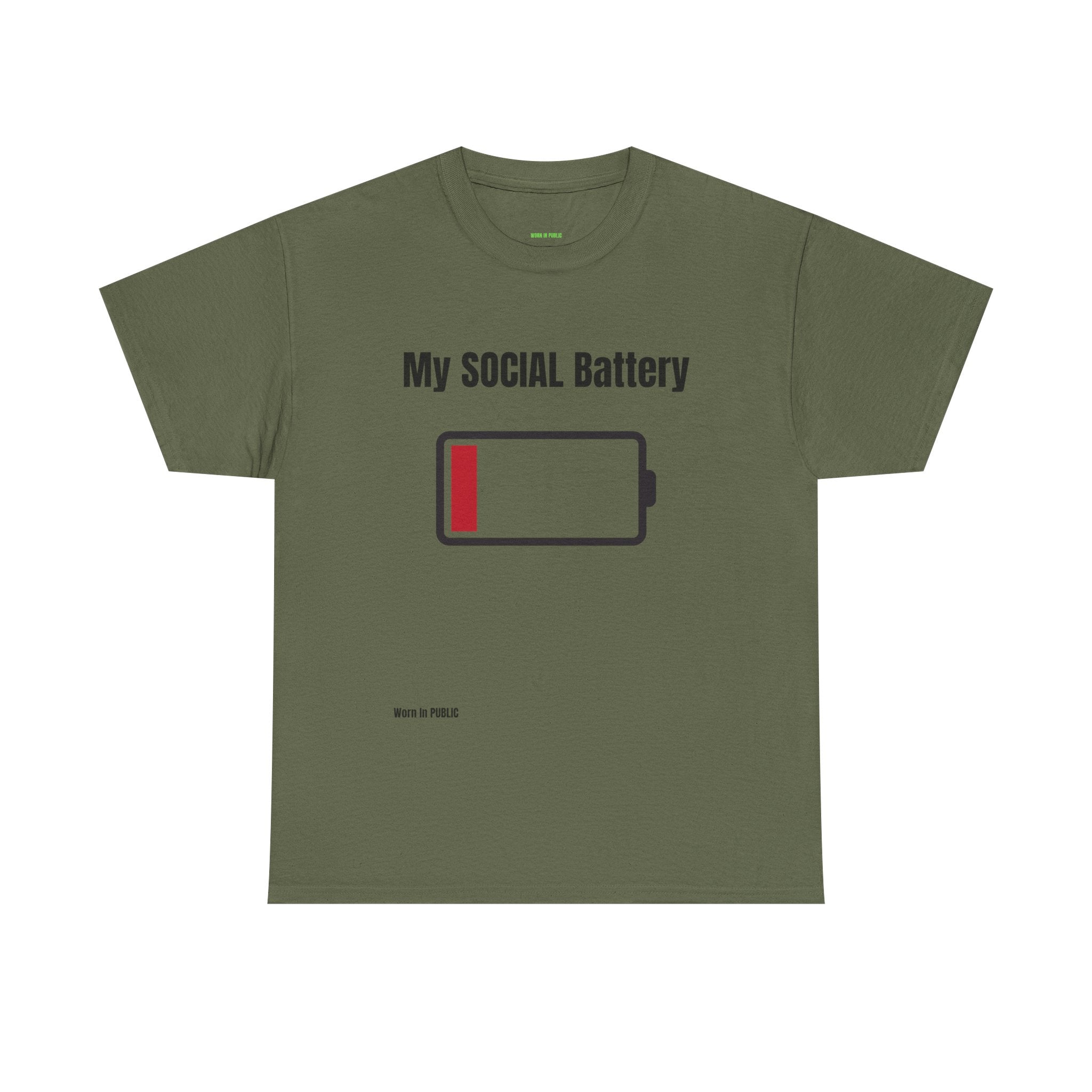 Low Battery Social Battery T-Shirt | Funny Introvert Graphic Tee