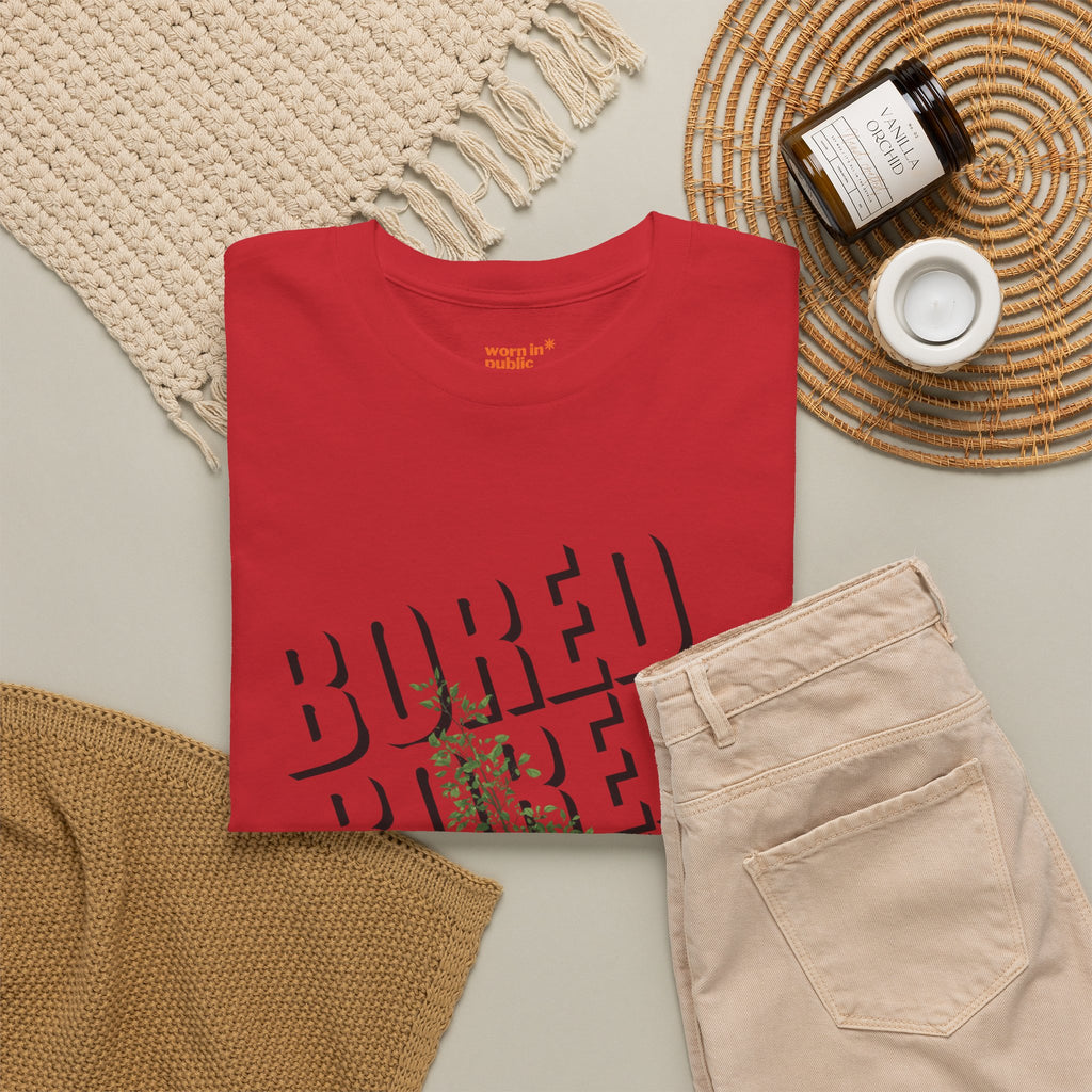 Unisex Botanical Tee — "Feel Free to Be Bored" Graphic T-Shirt