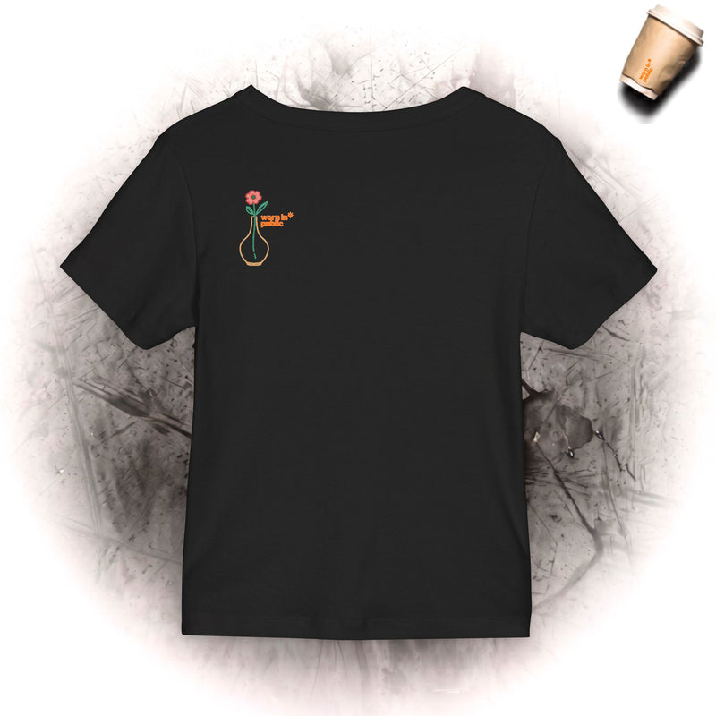 Camiseta corta acanalada orgánica para mujer Bloom Anyway | Top con estampado floral botánico