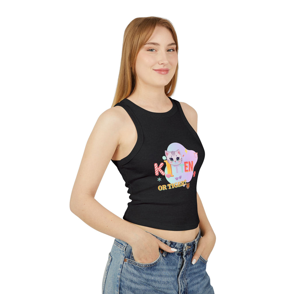 Kitten or Tiger Tank Top | Cute Pastel Cat Graphic with Retro Letters