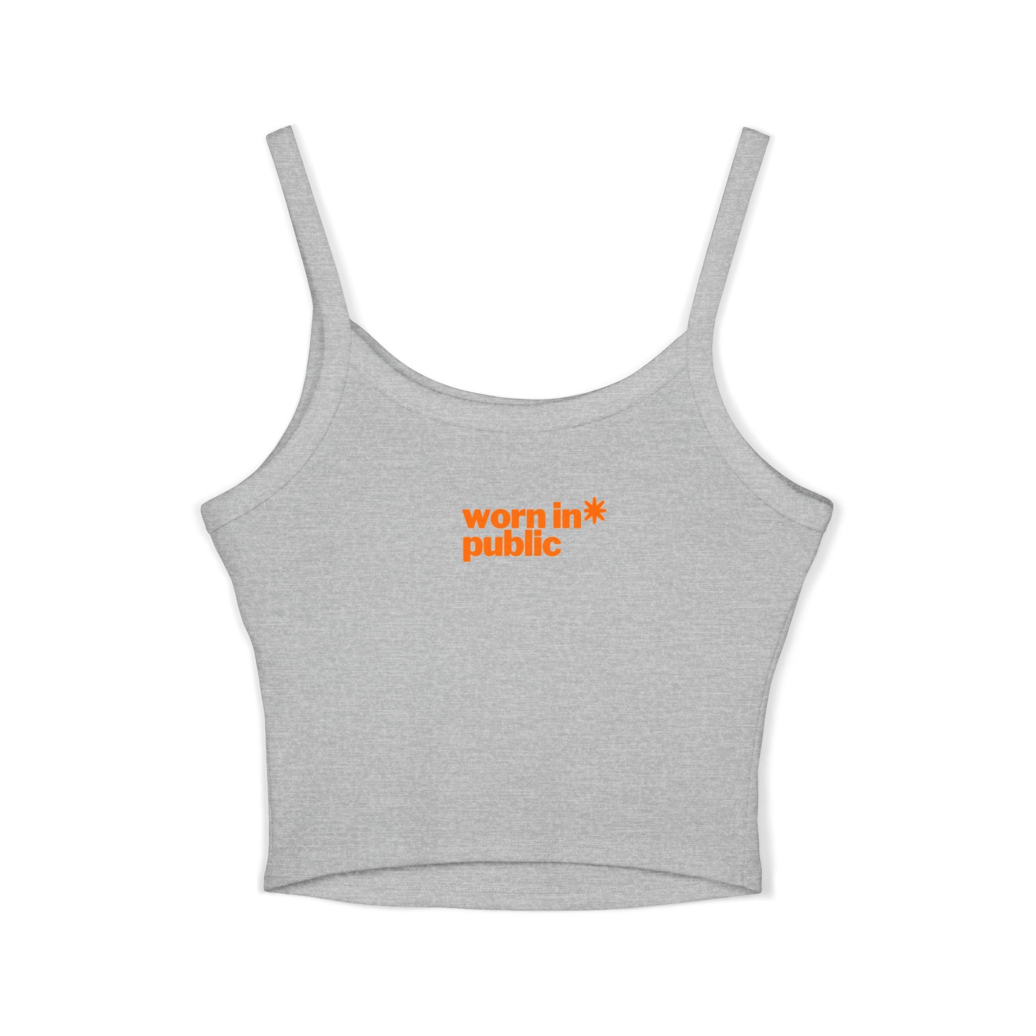 No Filter Here Spaghetti Strap Tank Top | Colorful Bubble Letter Slogan