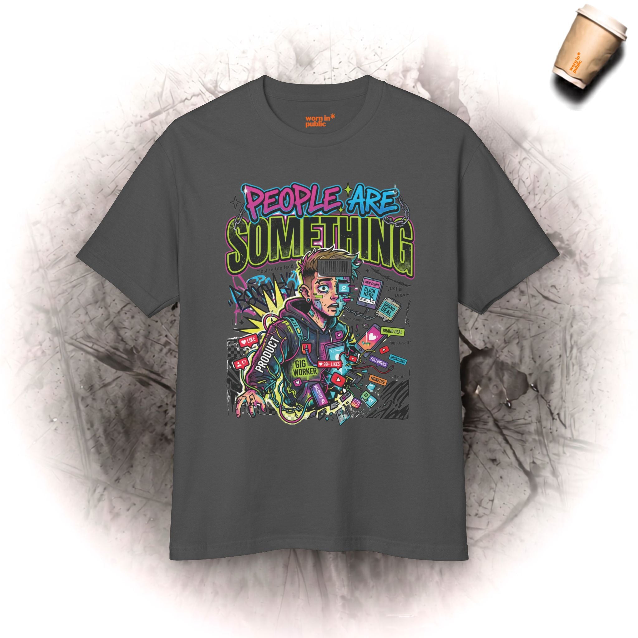 Menschen Sind Etwas | Unisex Retro Cyber Pop Art Grafik-T-Shirt