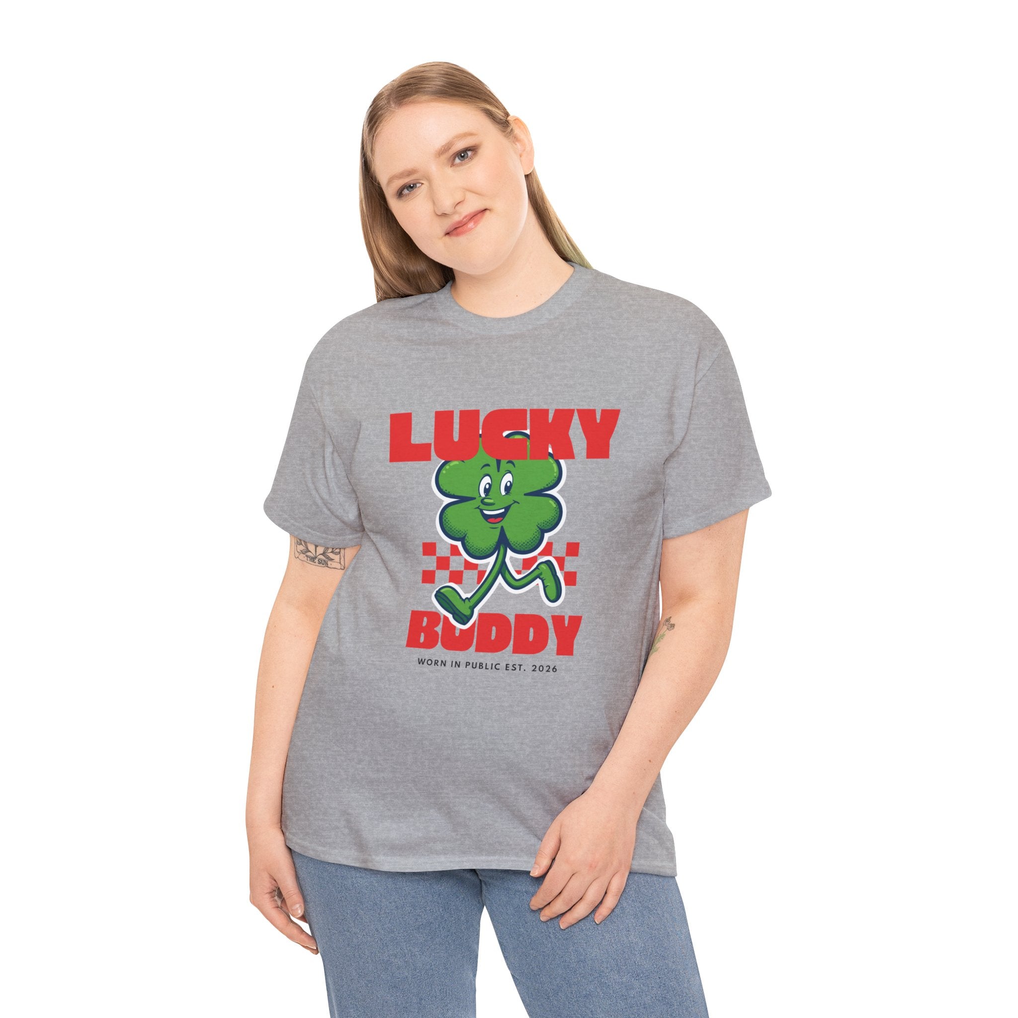 Lucky Buddy Clover T-Shirt | Retro Checker St. Patrick's Day Graphic Tee