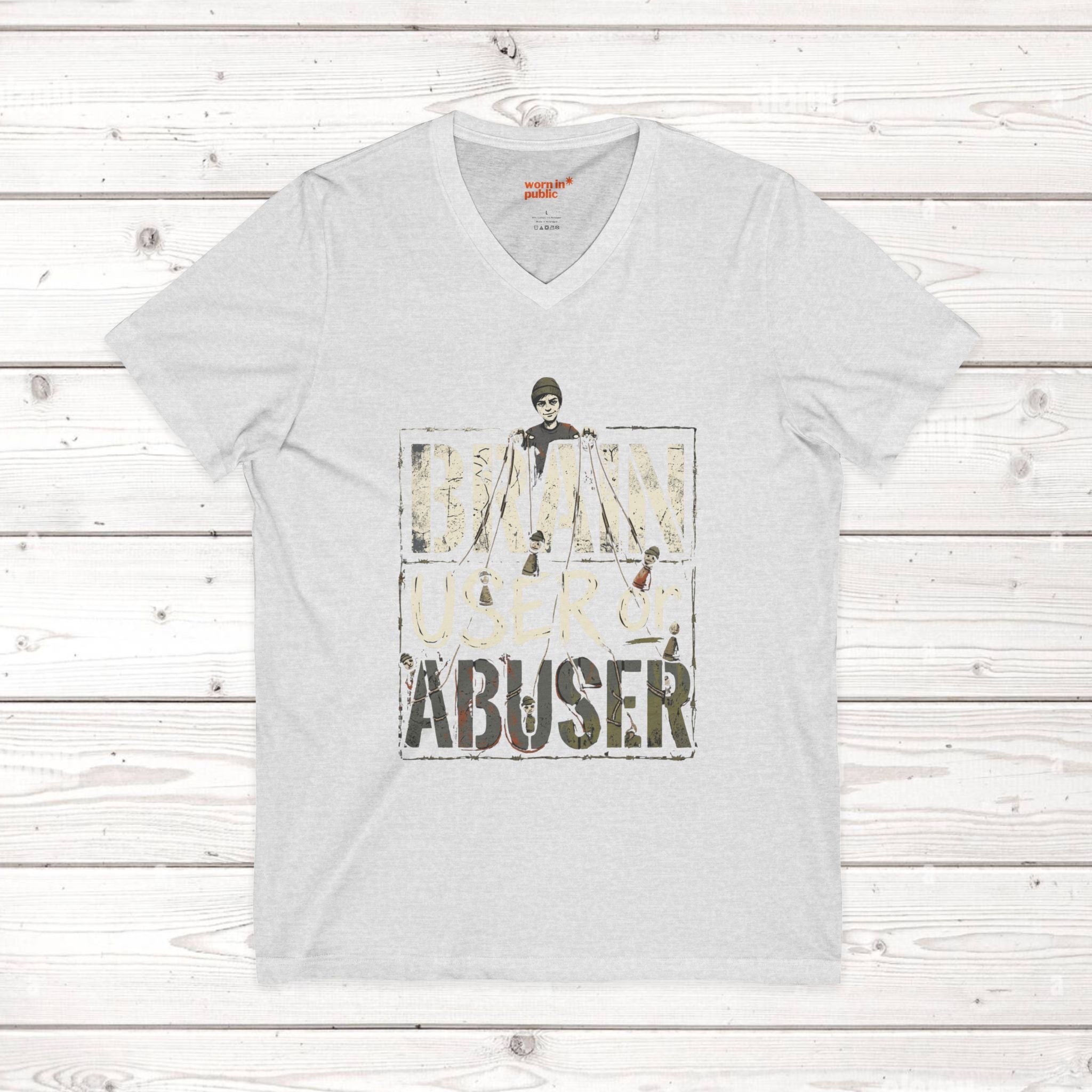 Brain User or Abuser Mens V-Neck Tee — Choose to See Graphic Awareness Shirt