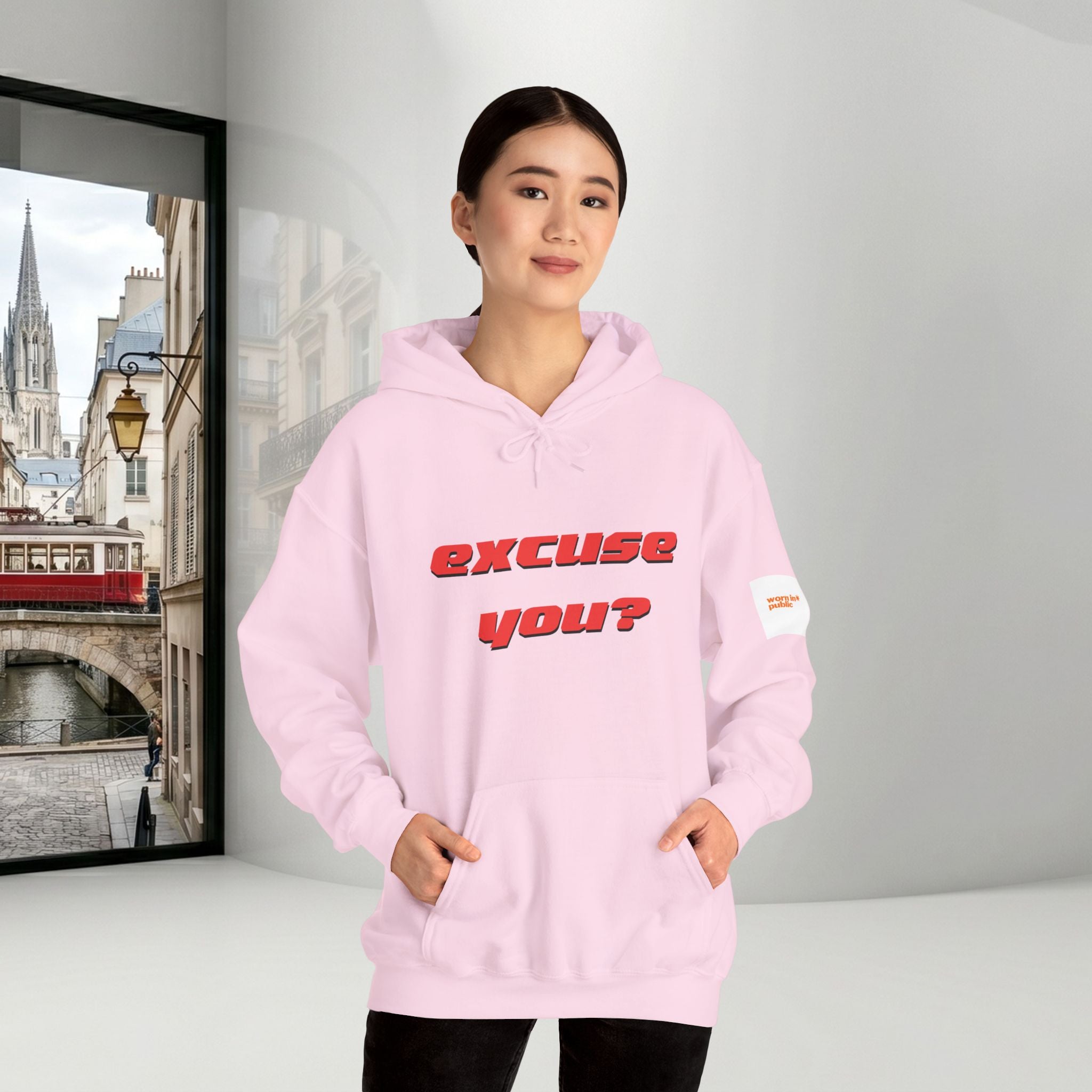 Excuse You? Hoodie | Retro Red Text Graphic Pullover