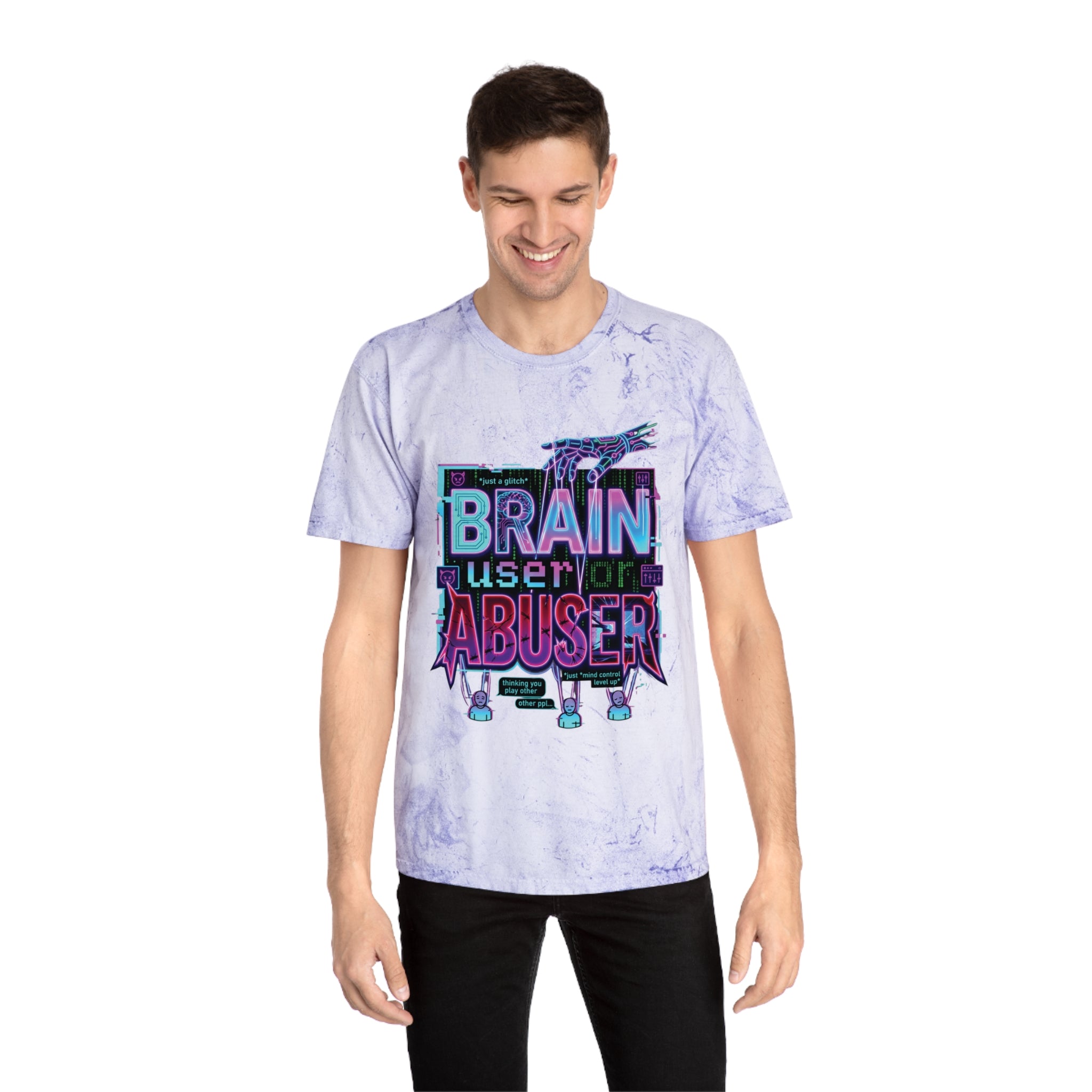 Brain User or Abuser GEN Z Premium Washed Graphic Tee — Retro Vaporwave 'Use Your Brain' Tie-Dye Shirt